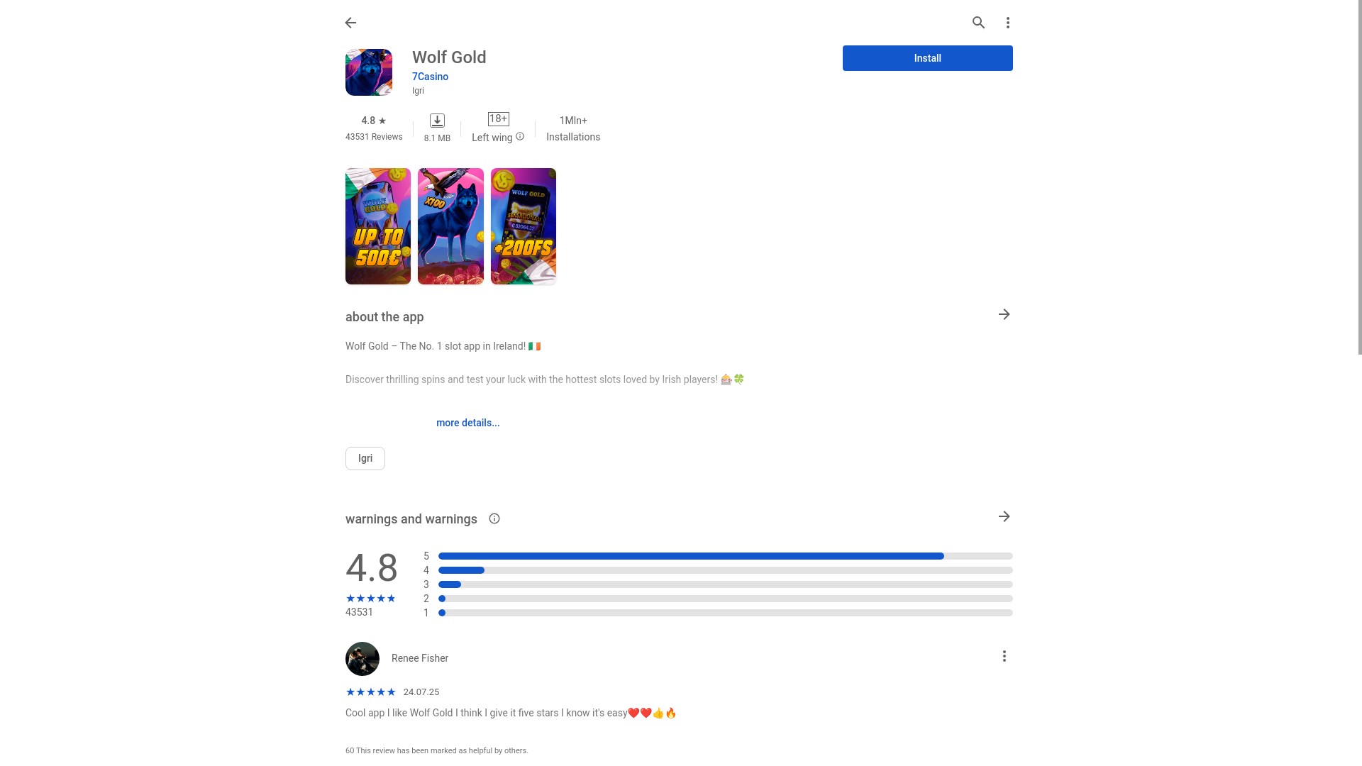 website screenshot of https://storewolfgold.site/