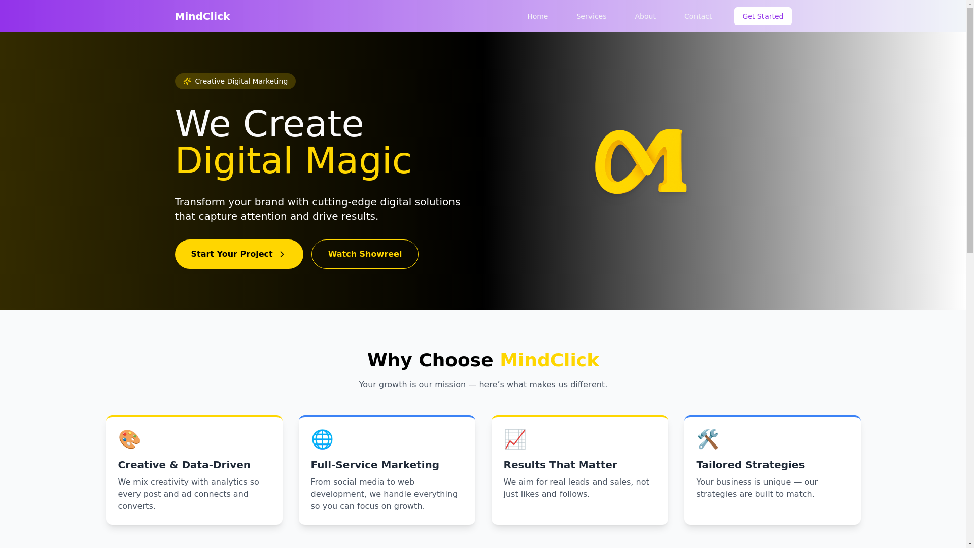 website screenshot of https://themindclick.com/