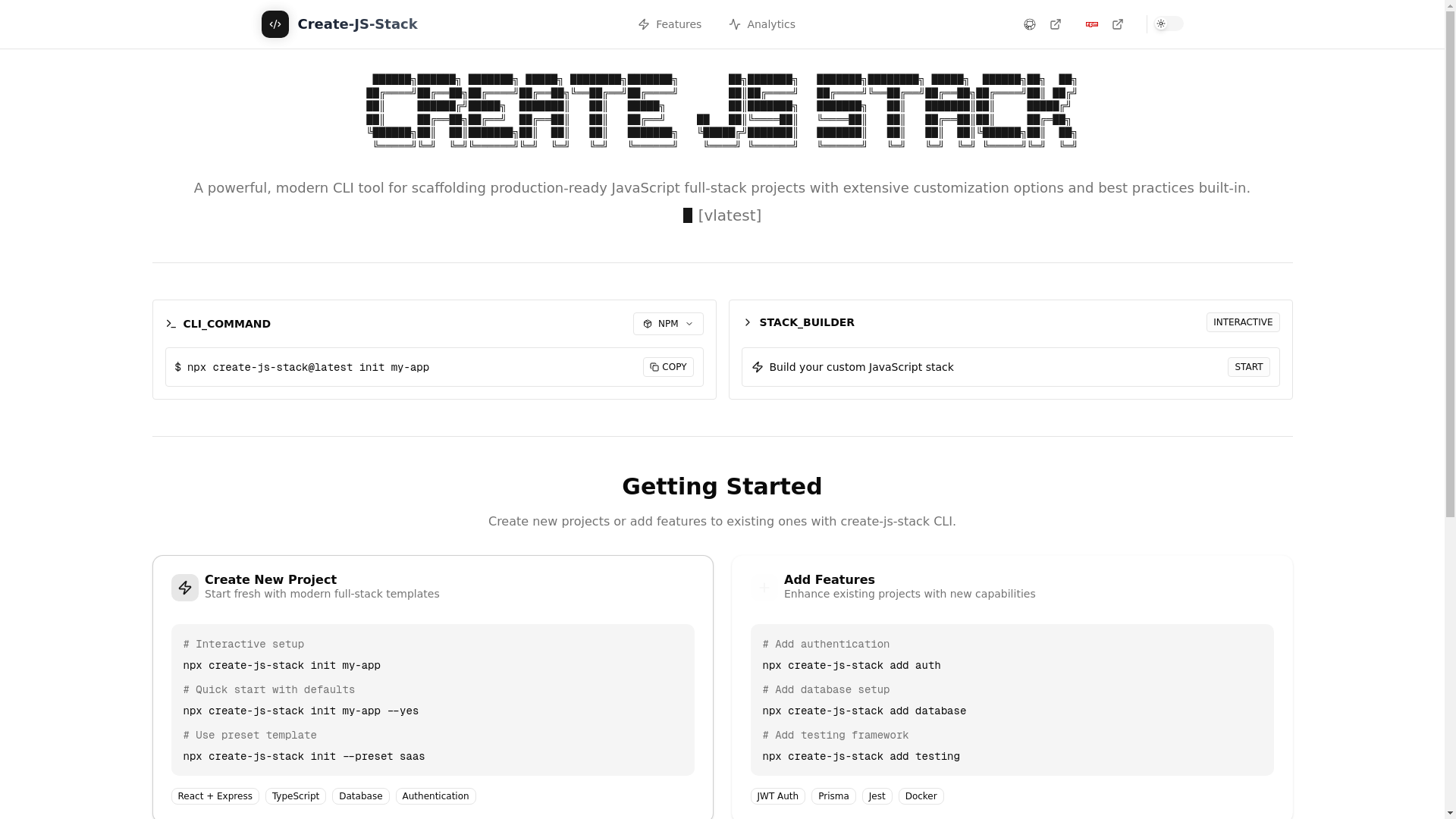 website screenshot of https://js-stack.pages.dev/