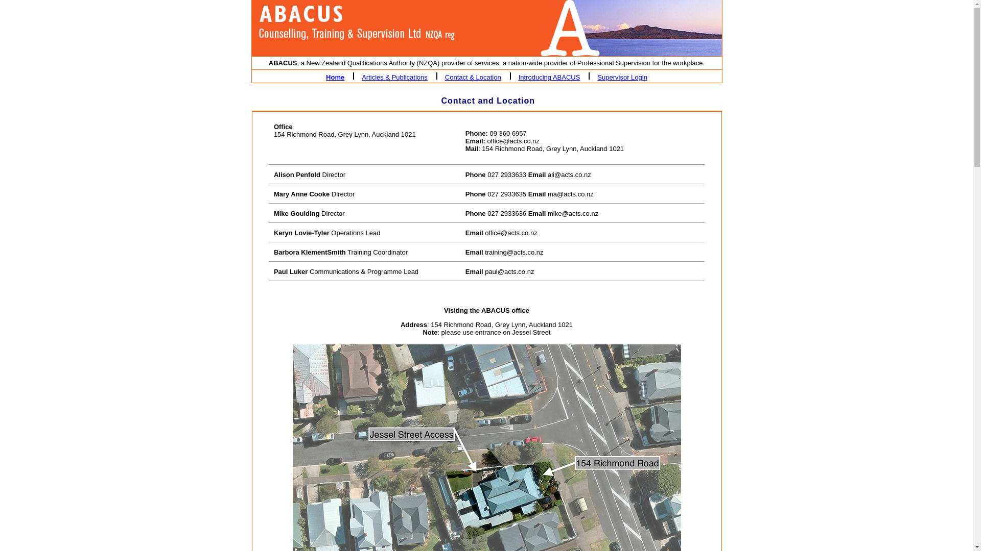 website screenshot of http://www.acts.co.nz/ABACUS-Contact-Location.php