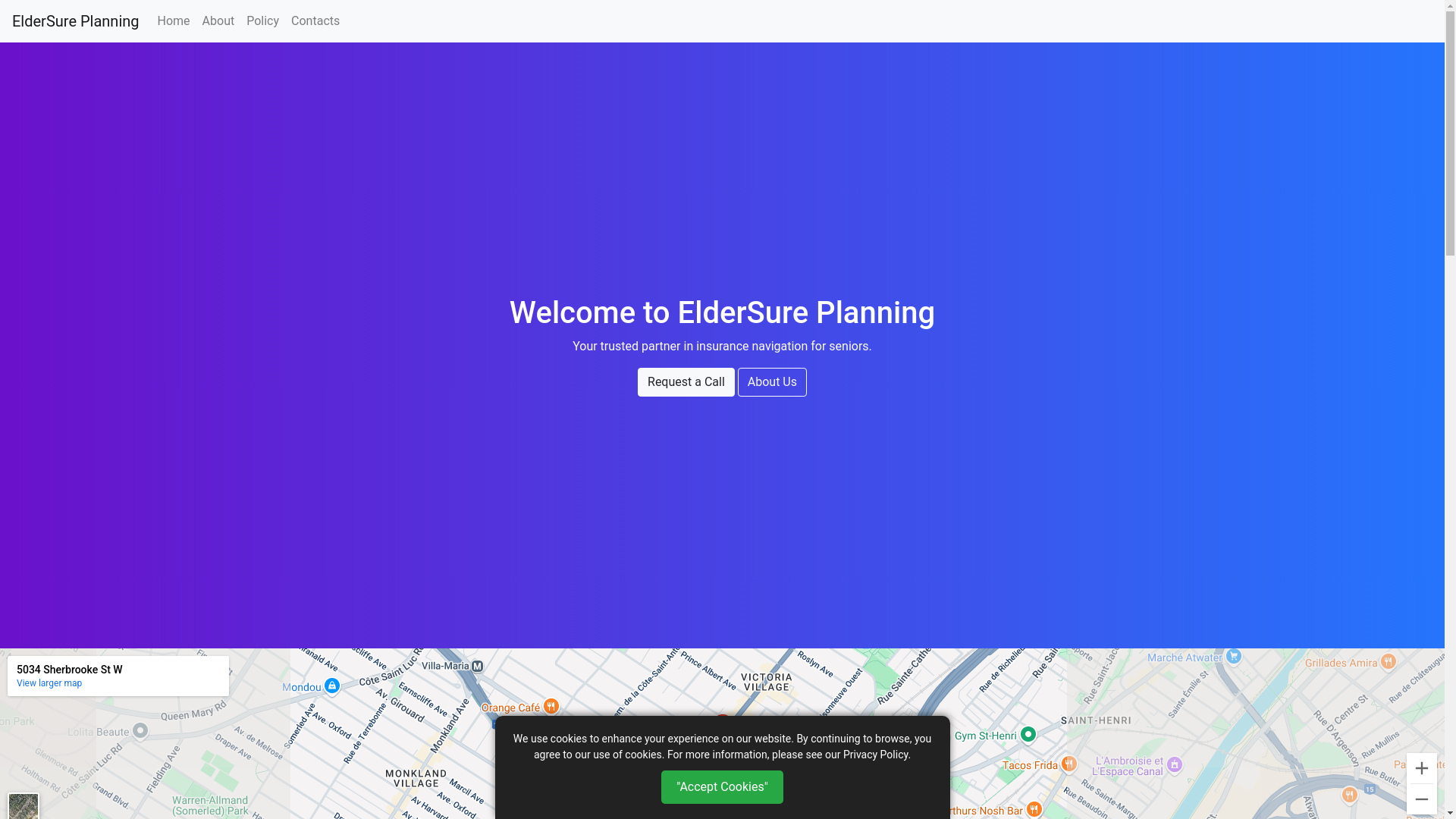 website screenshot of https://eldersureplan.com/