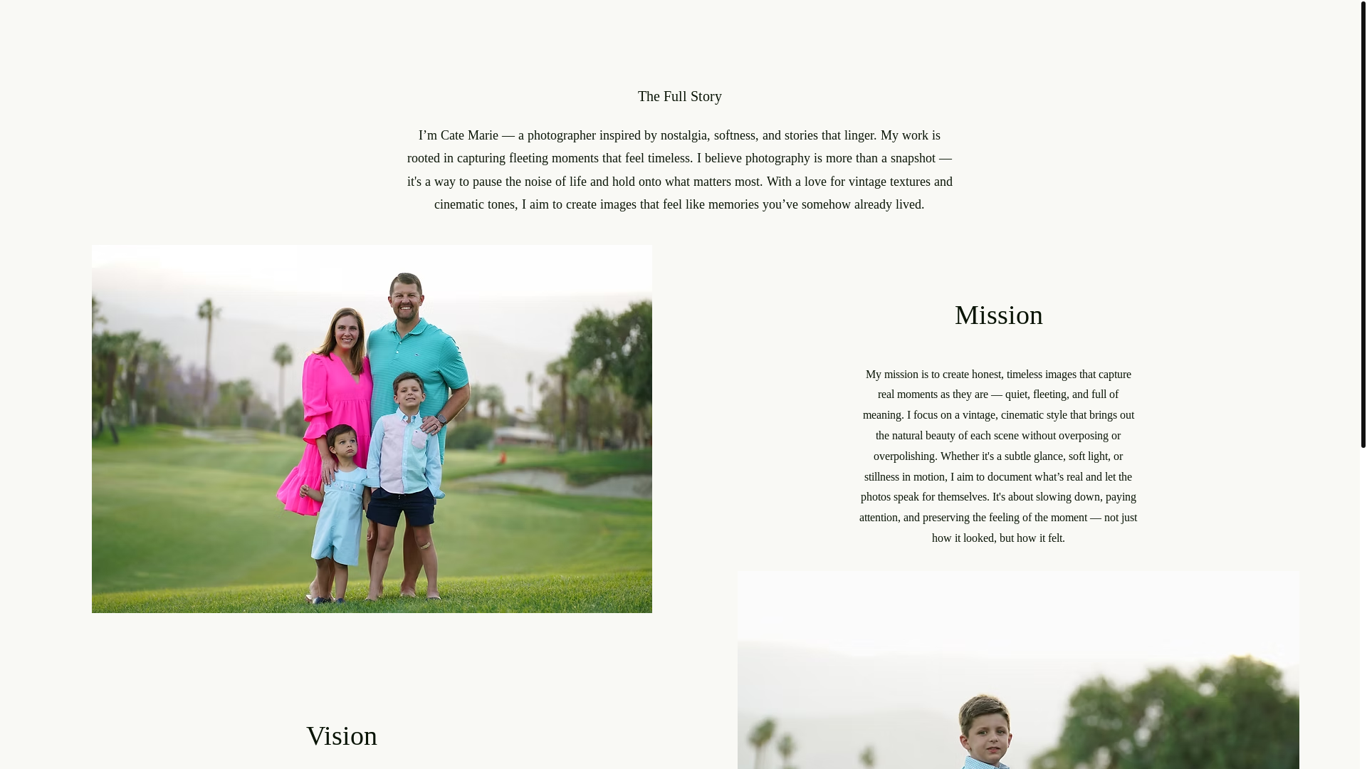 website screenshot of https://catemariephotography.com/