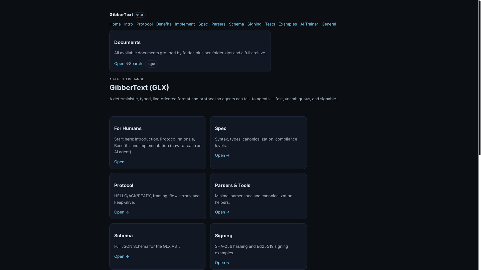 website screenshot of https://gibbertext.com/