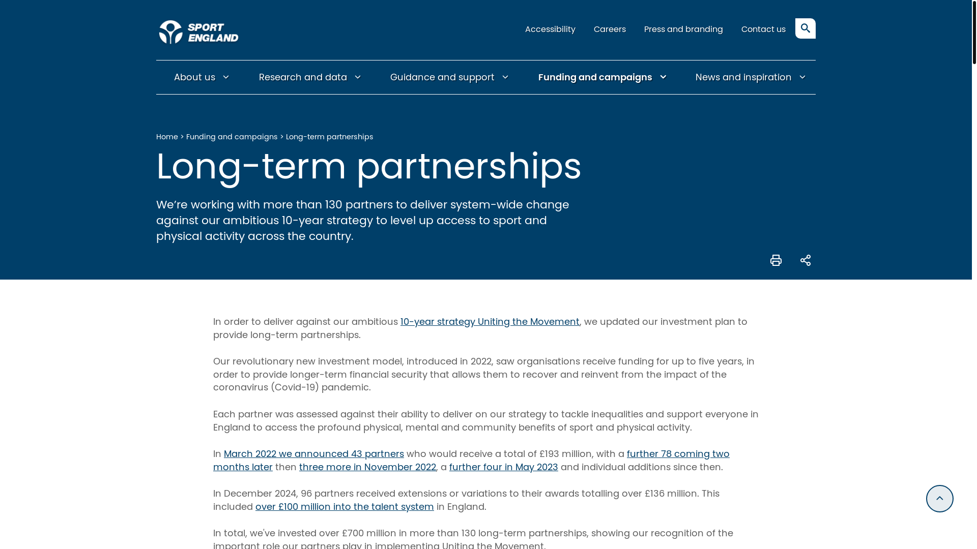 website screenshot of https://www.sportengland.org/funding-and-campaigns/long-term-partnerships