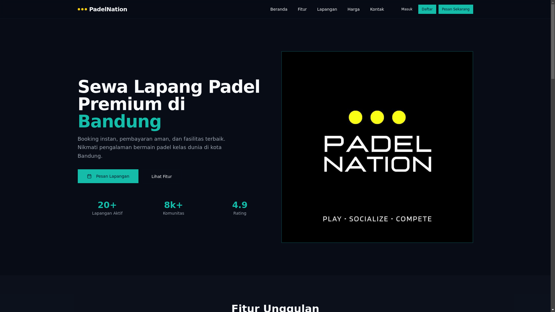 website screenshot of https://padelnation.my.id/
