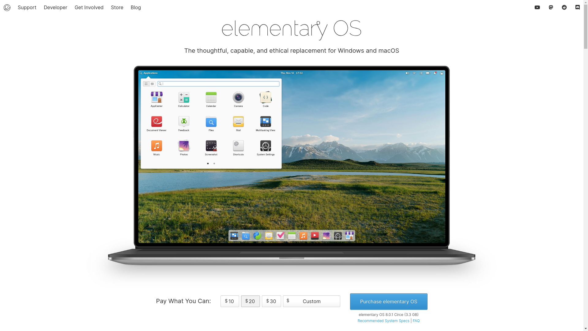 website screenshot of https://elementary.io/