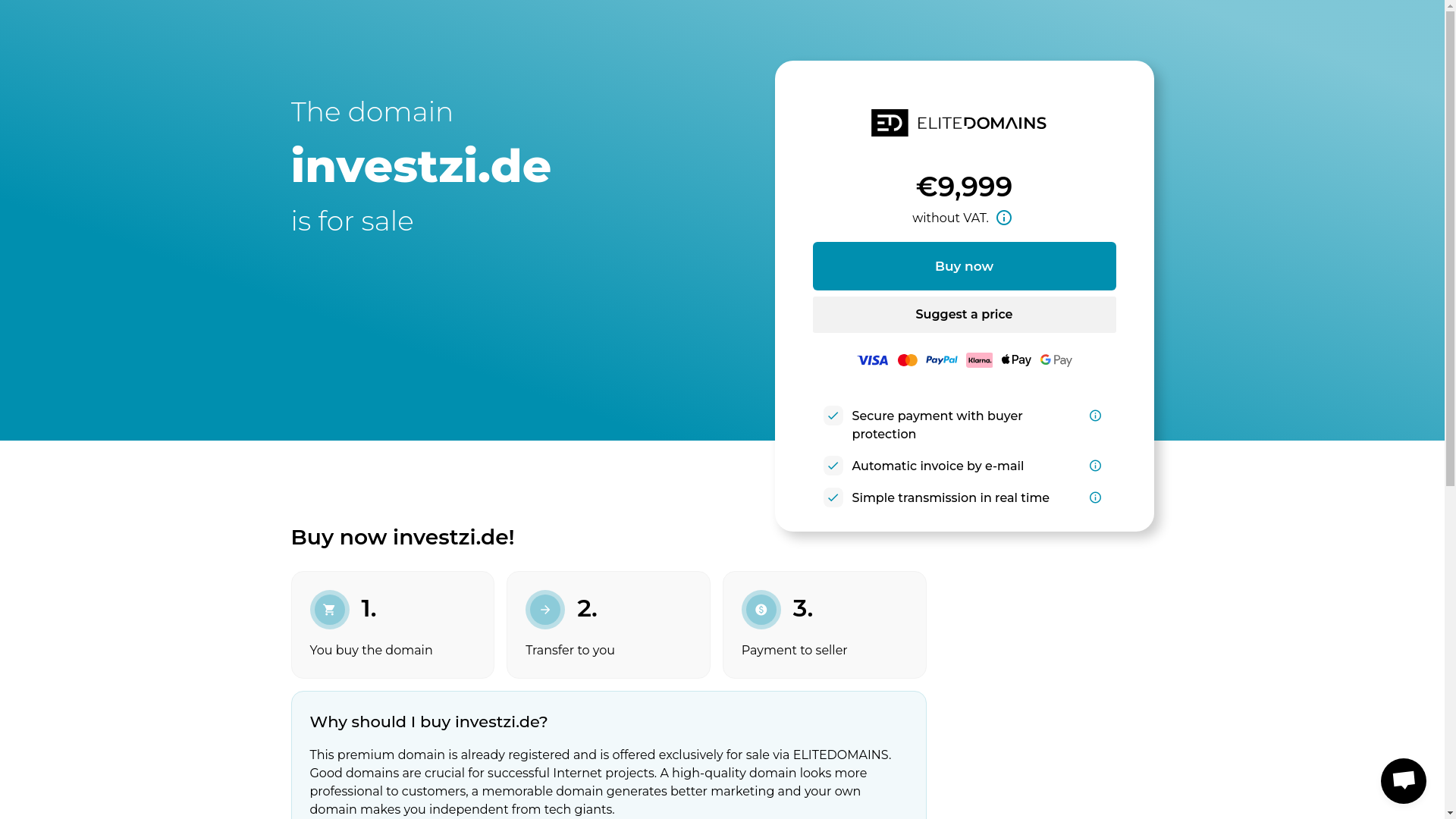 website screenshot of https://investzi.de/