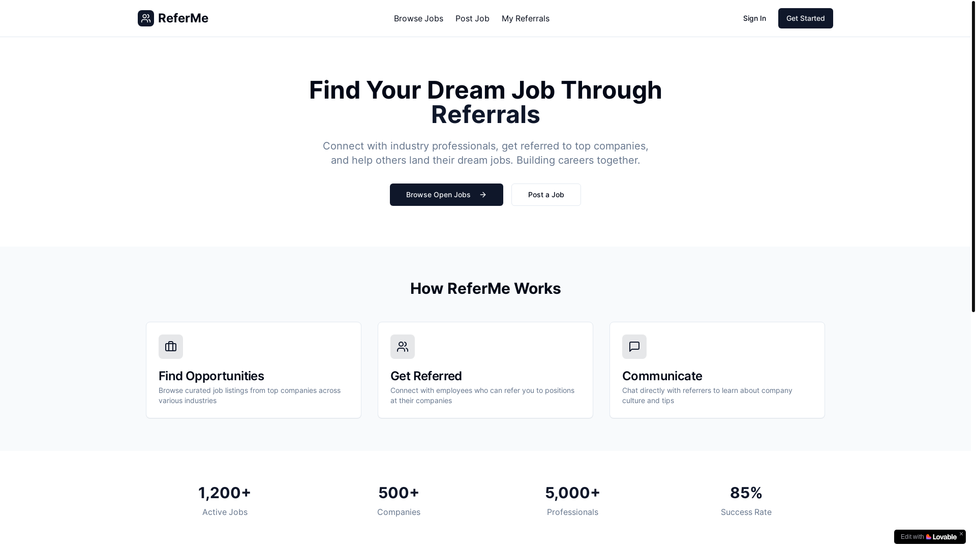 website screenshot of https://refrall.com/