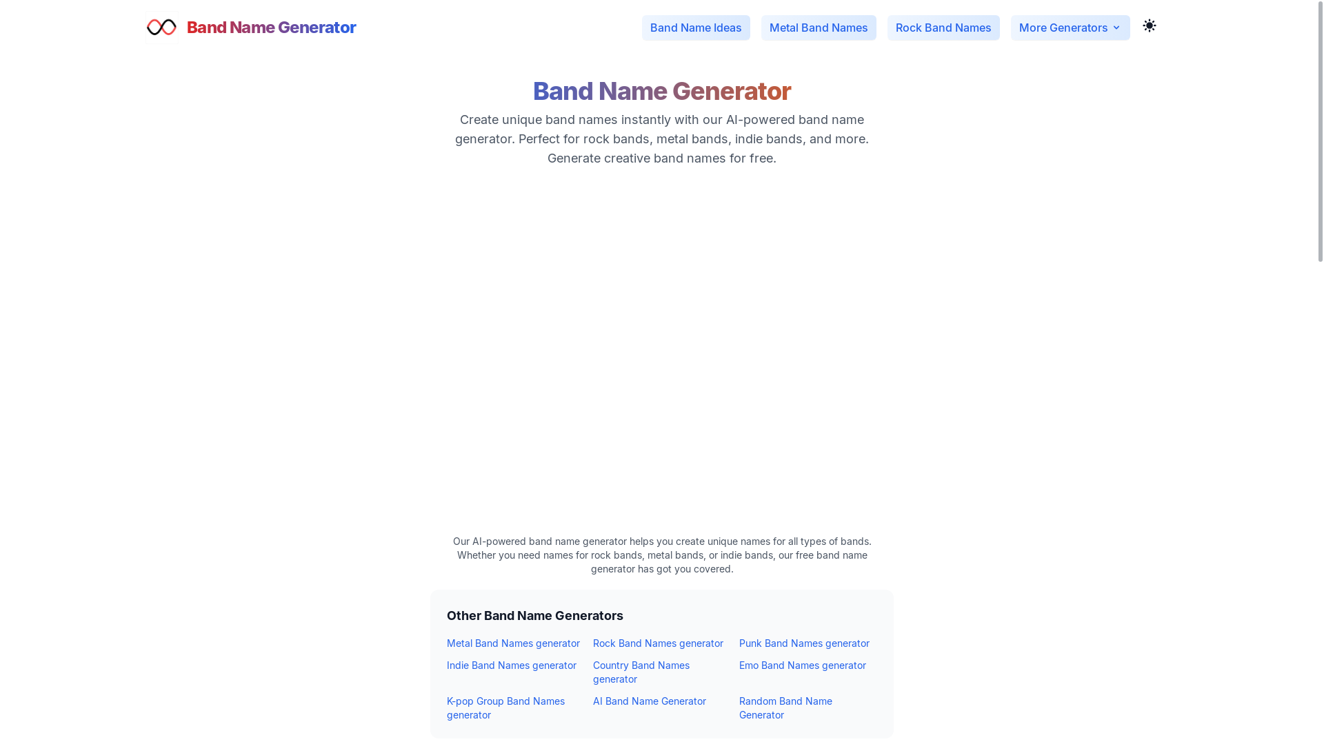 website screenshot of https://band-name-page.pages.dev/