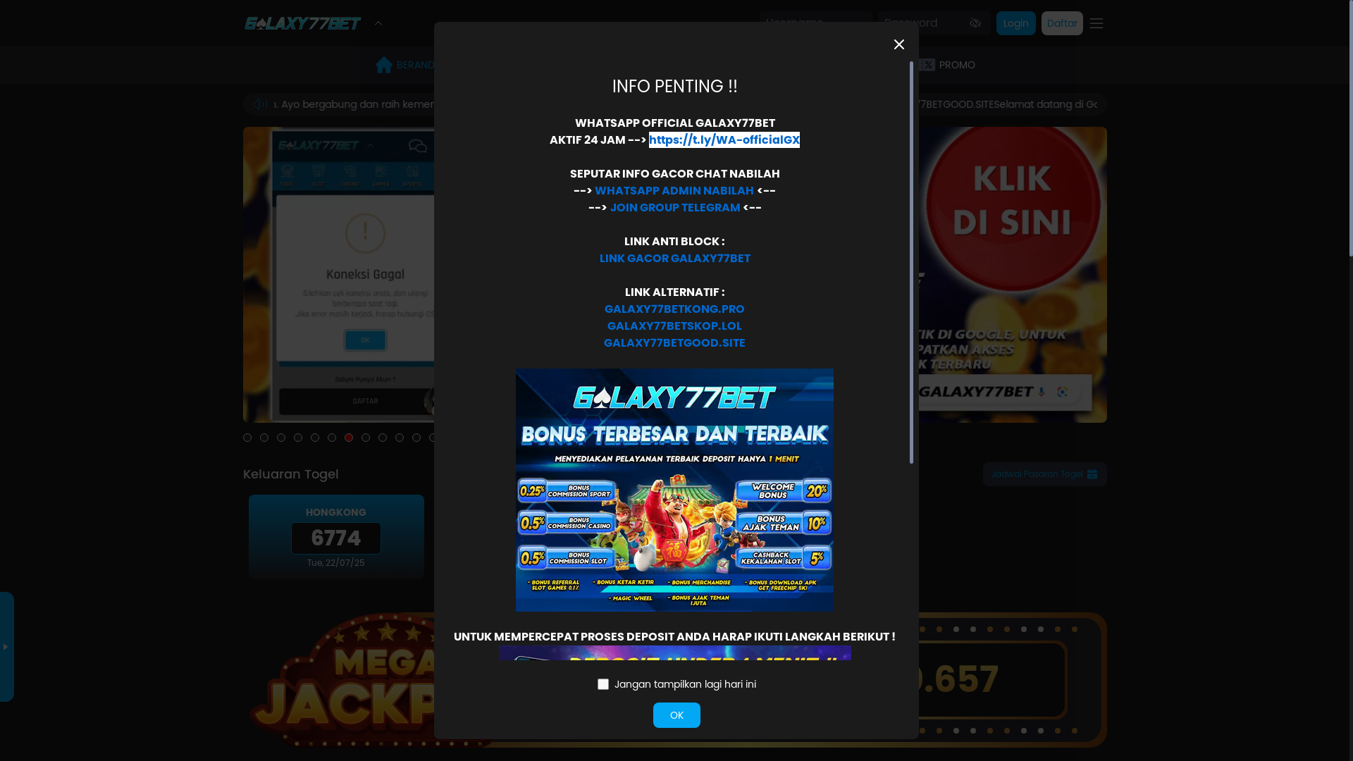 website screenshot of https://galaxy77betgood.site/