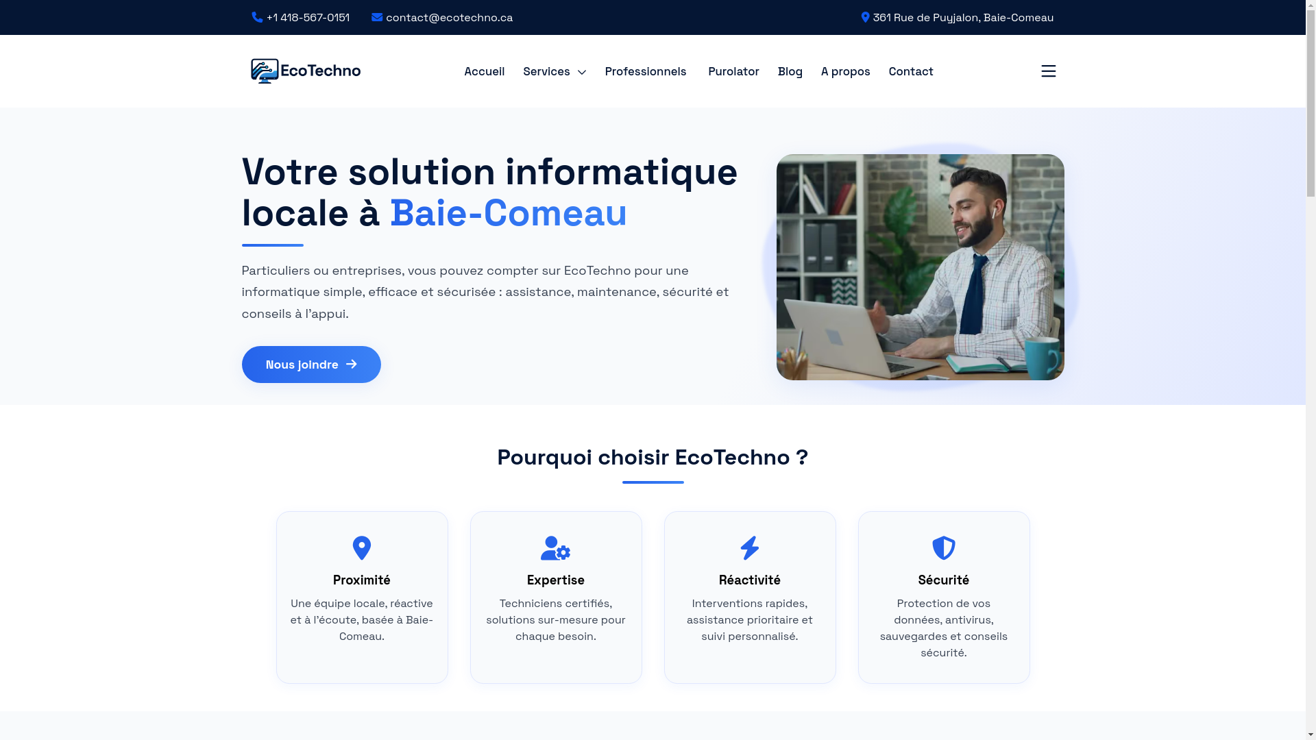 website screenshot of https://ecotechno.ca/