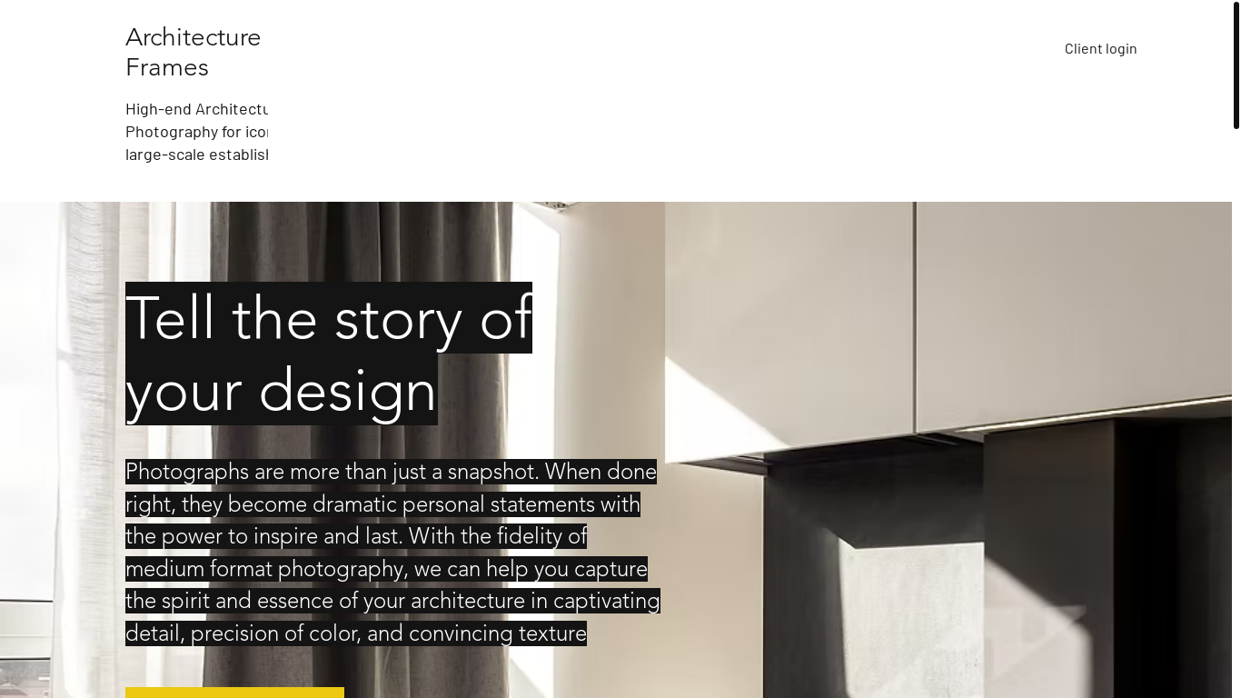 website screenshot of https://architectureinframes.com/
