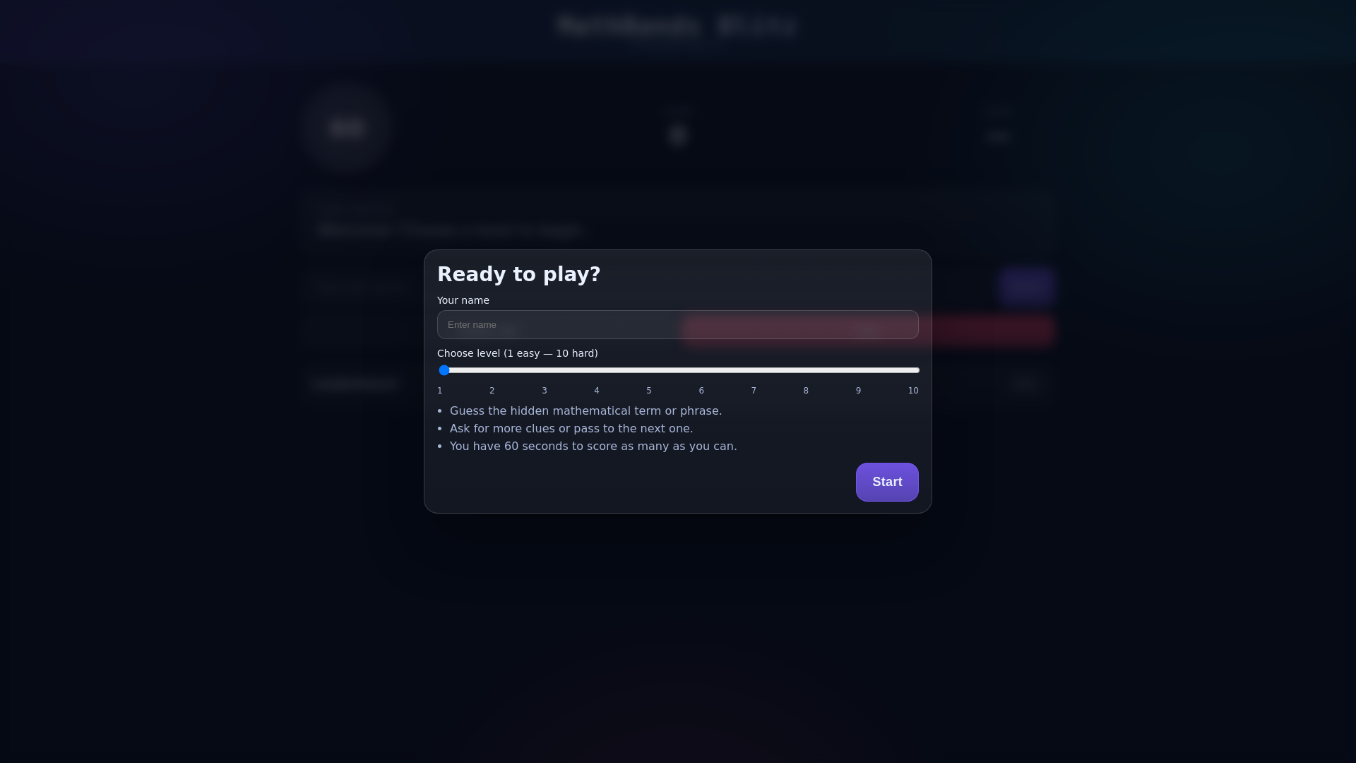 website screenshot of https://mathbands.pages.dev/