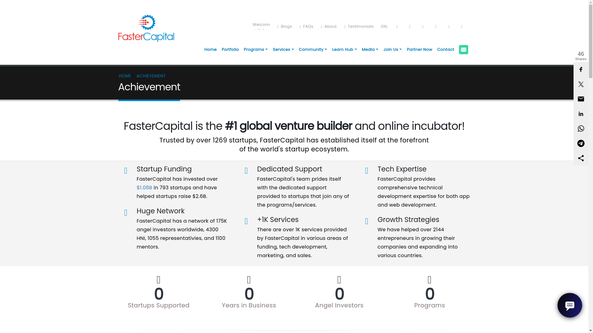 website screenshot of https://fastercapital.com/our-achievement.html