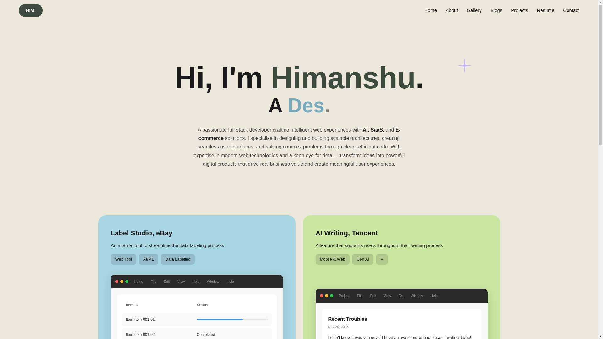 website screenshot of https://himanshudhakal.online/