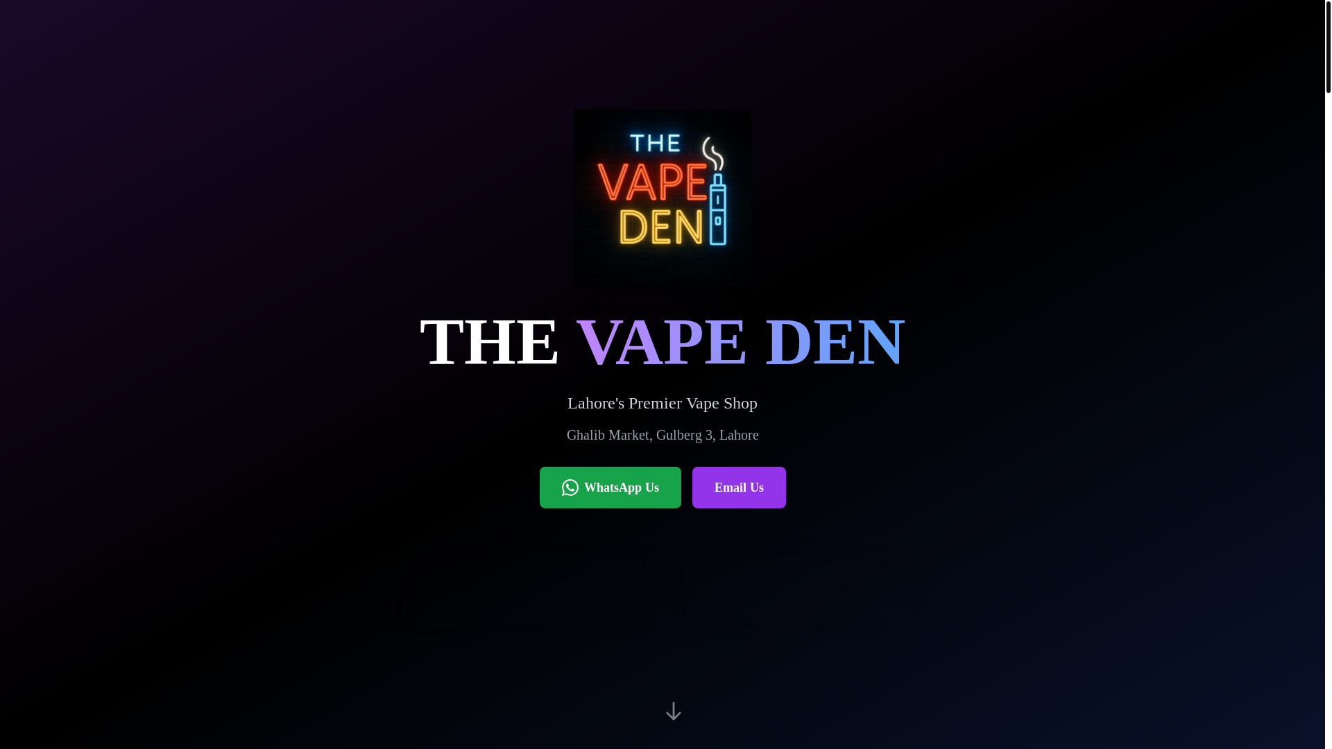website screenshot of https://thevapeden.store/
