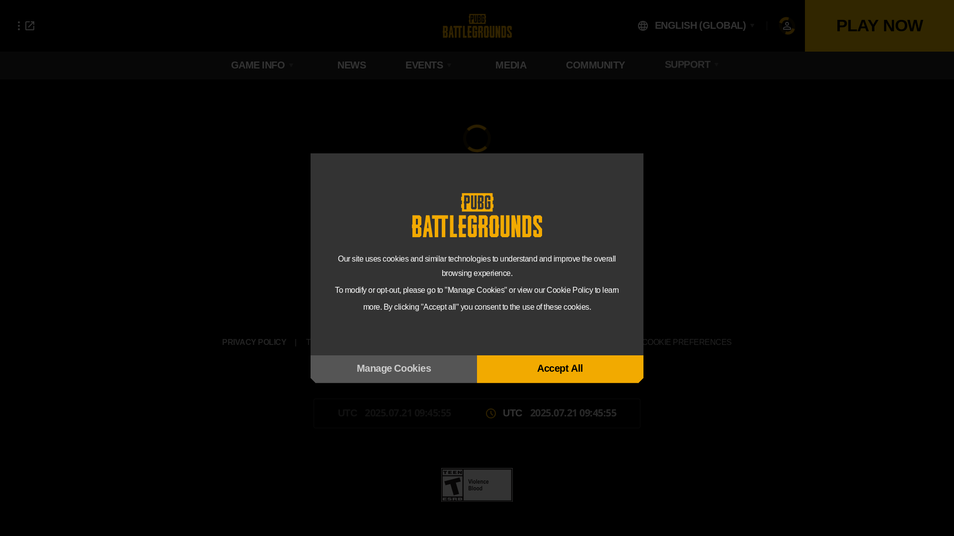 website screenshot of https://pubg.com/