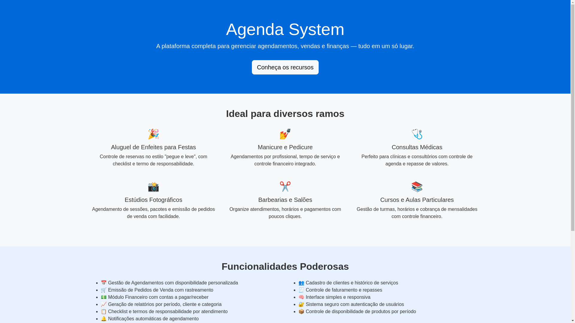 website screenshot of https://agendasystem.com.br/