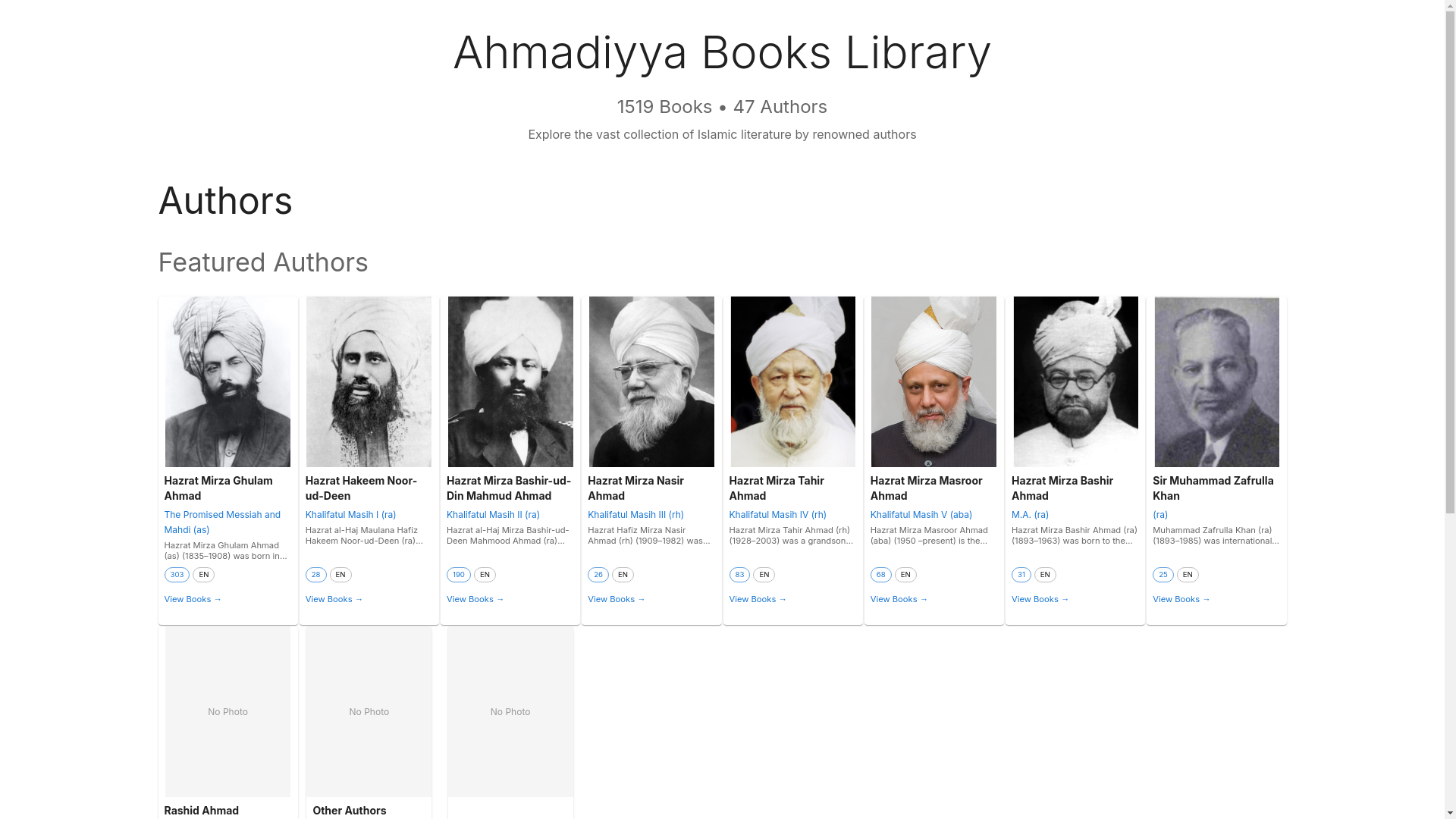 website screenshot of https://ahmadiyya-books.pages.dev/