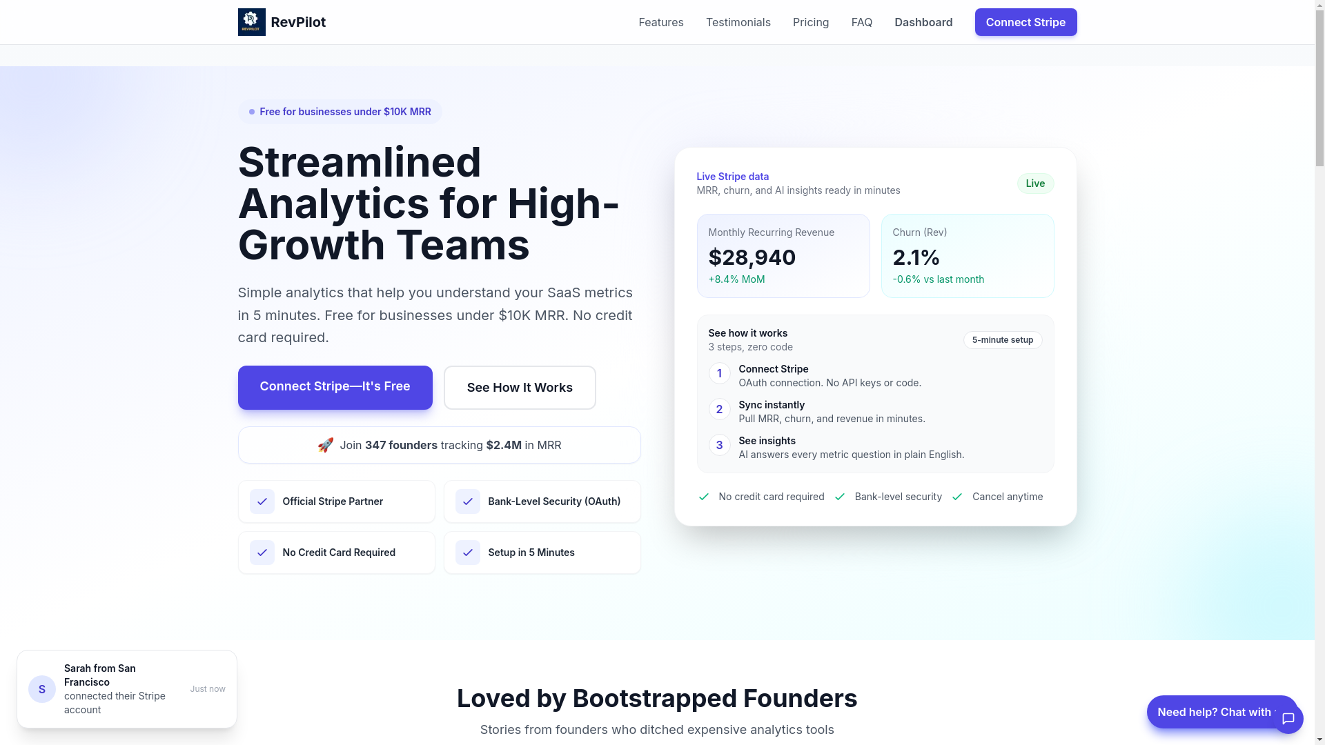 website screenshot of https://revpilot.dev/