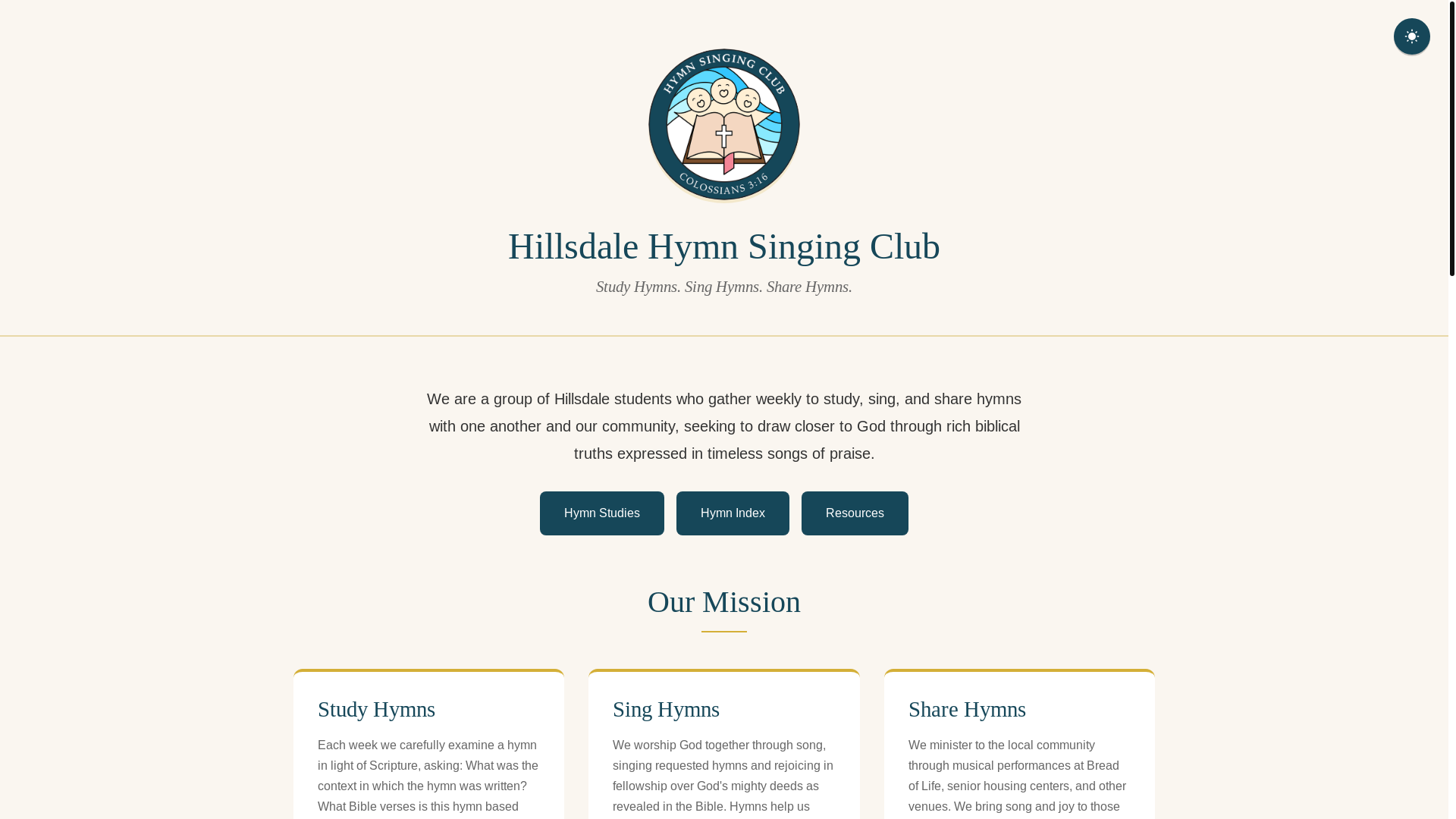 website screenshot of https://hymnsing.club/