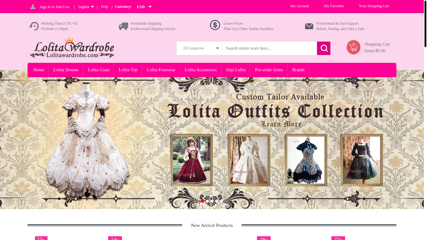 website screenshot of https://lolitawardrobe.com/