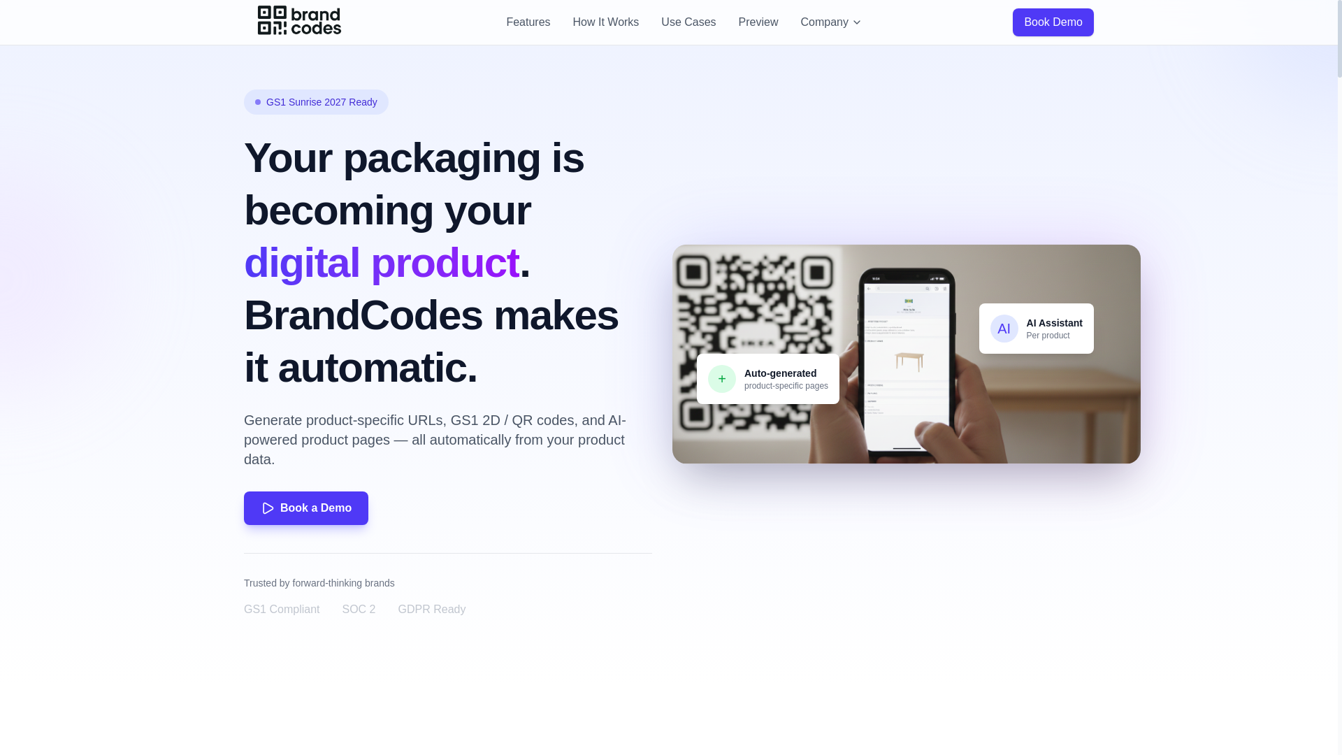 website screenshot of https://brandcodes.io/