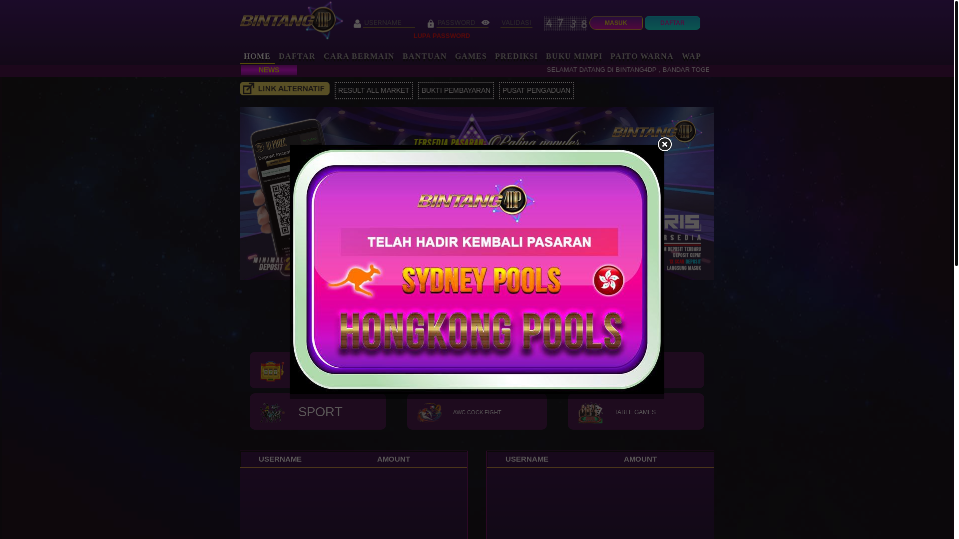 website screenshot of https://senangbintang4p.net/