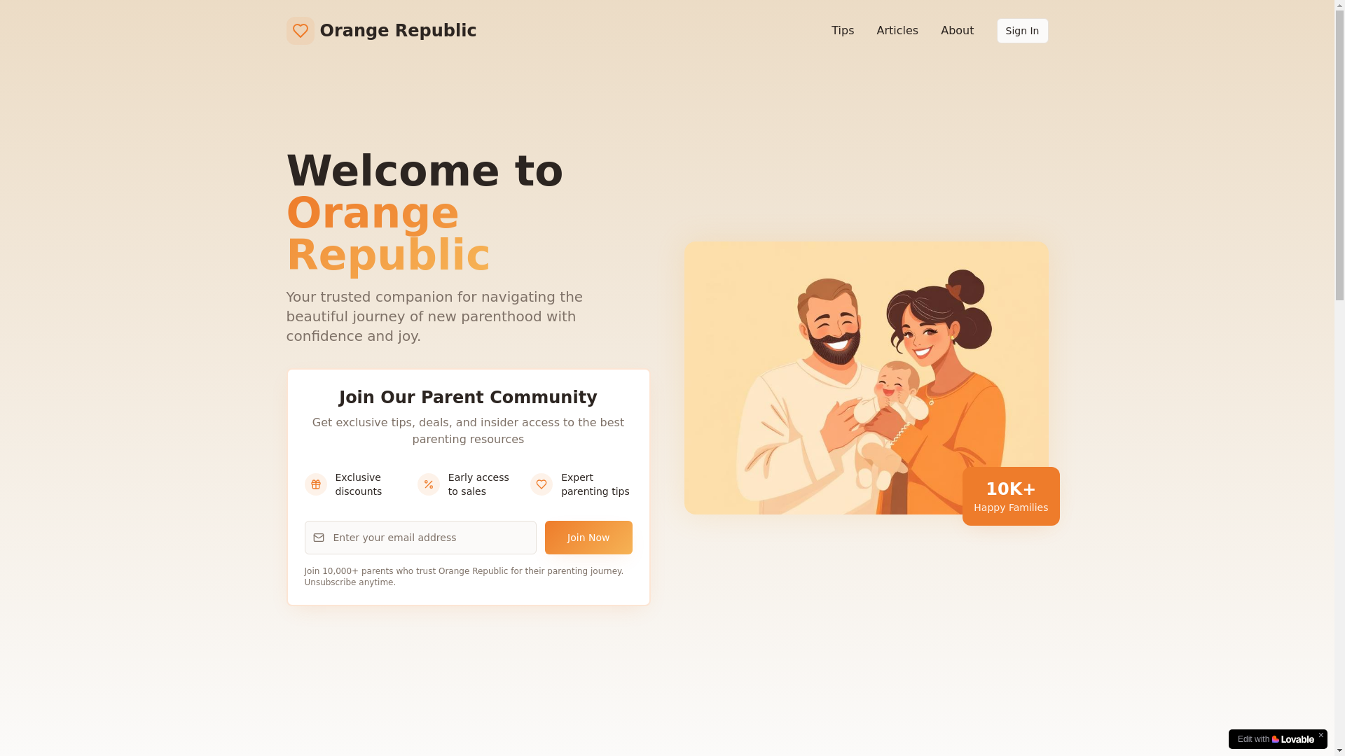 website screenshot of https://republicorange.com/
