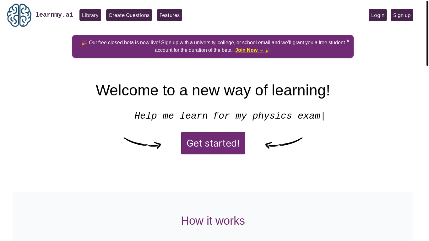 website screenshot of https://learnmy.ai/