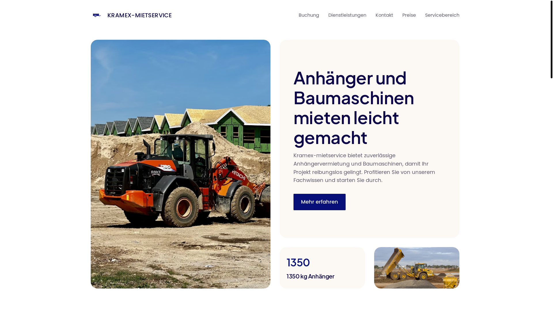 website screenshot of https://kramex-mietservice.de/