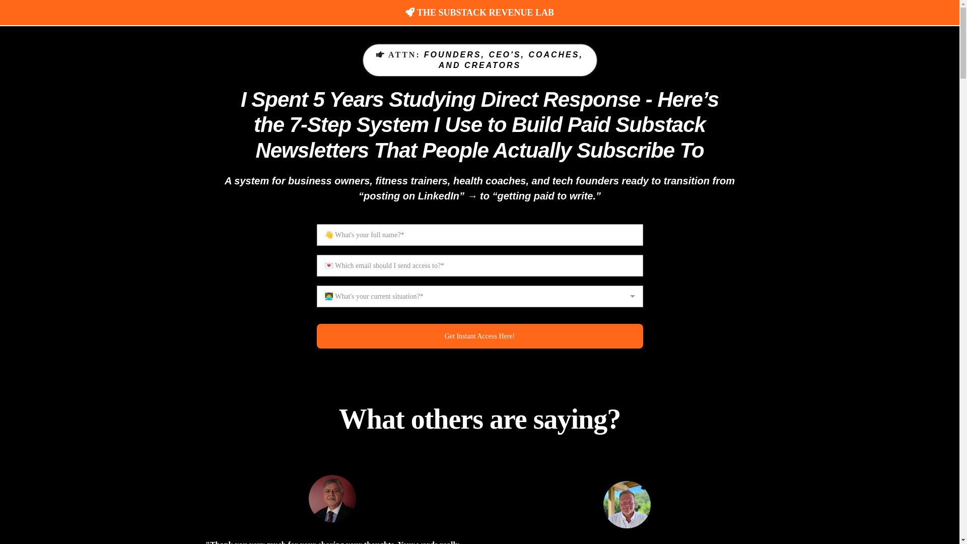 website screenshot of https://substackrevlab.com/