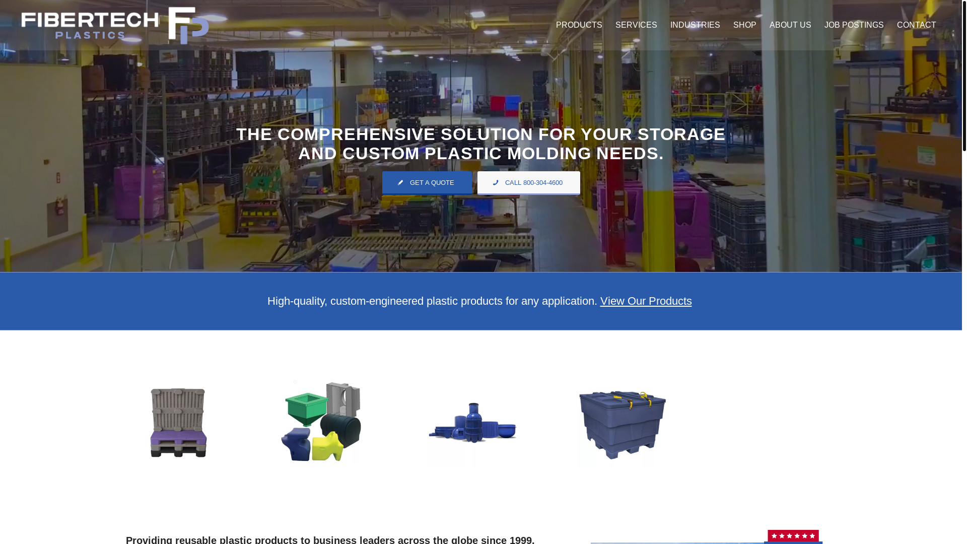 website screenshot of https://fibertechplasticsproducts.com/