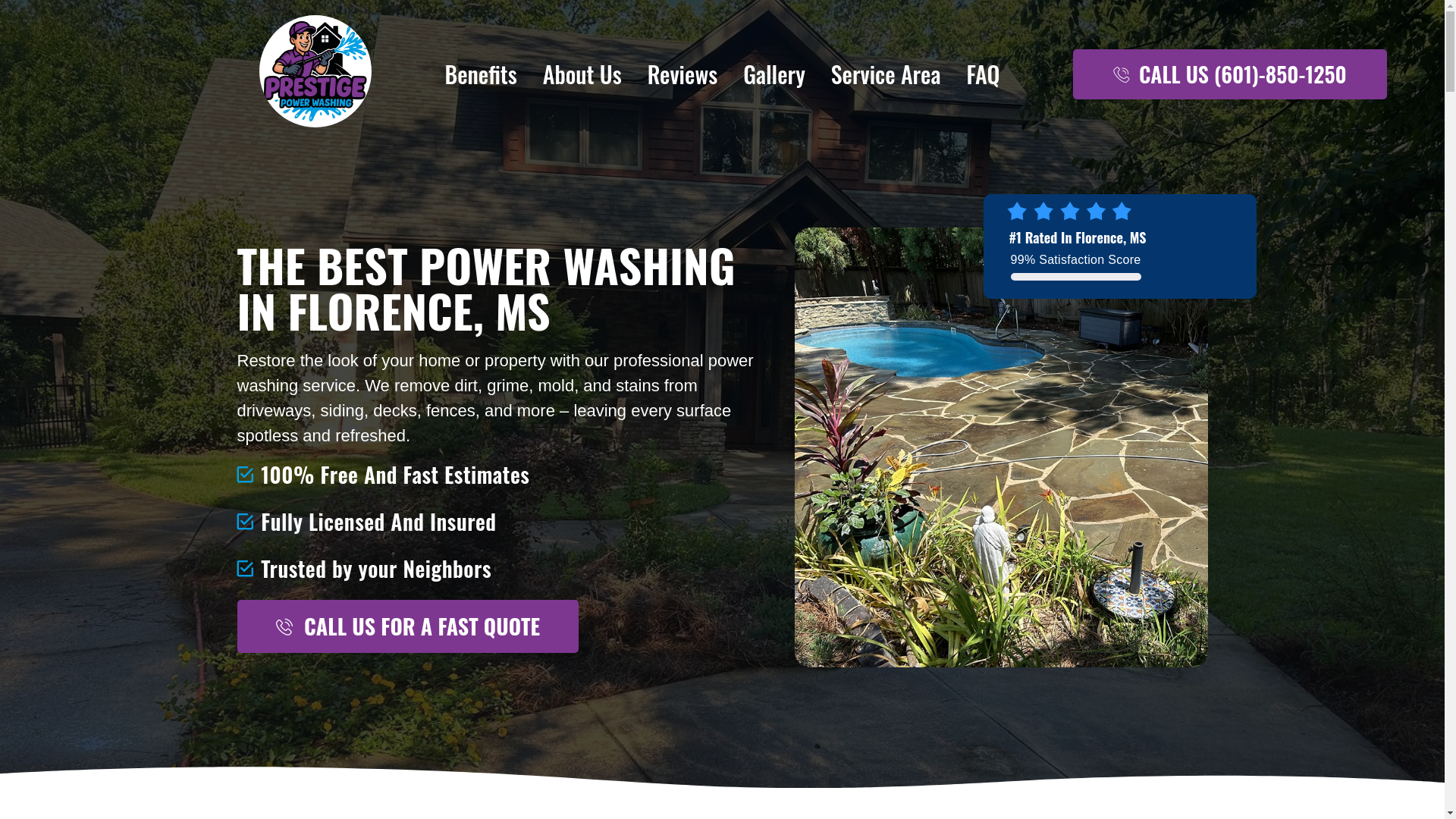 website screenshot of https://prestige-powerwashing.com/