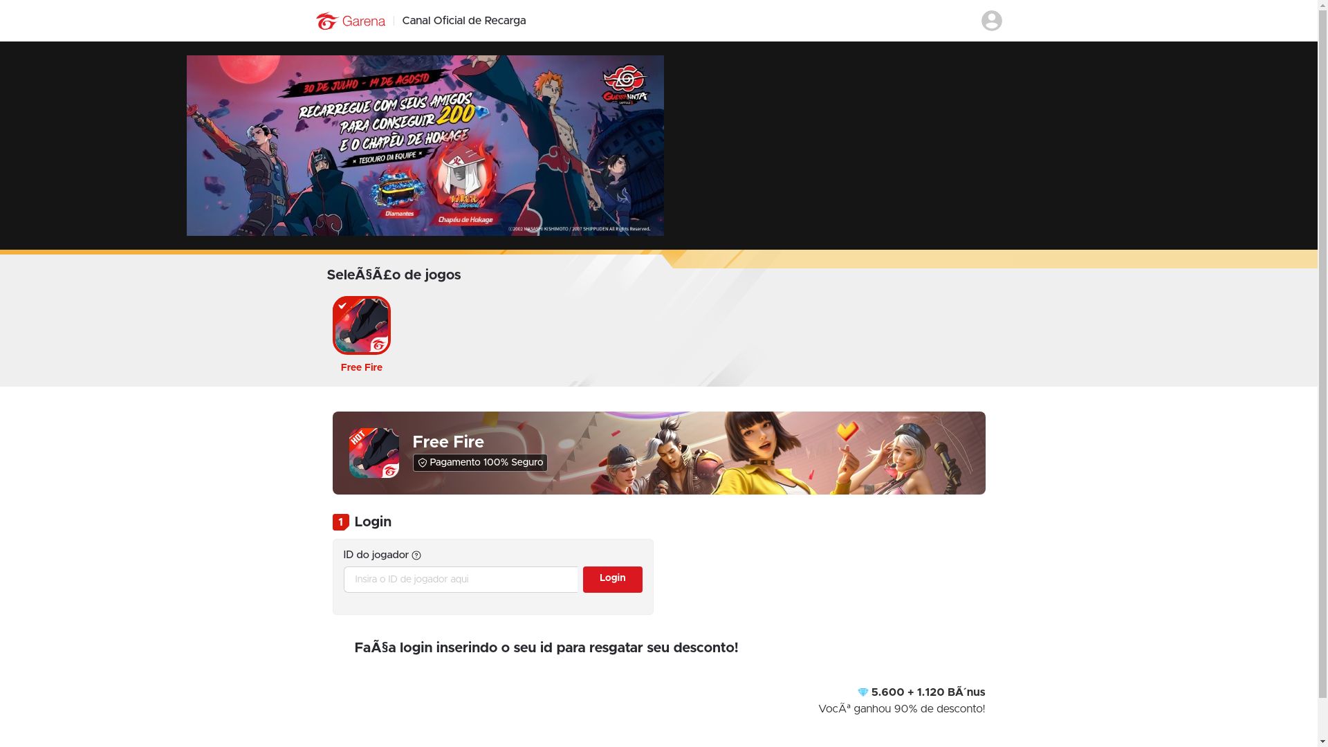 website screenshot of https://garenarecargajogo.site/