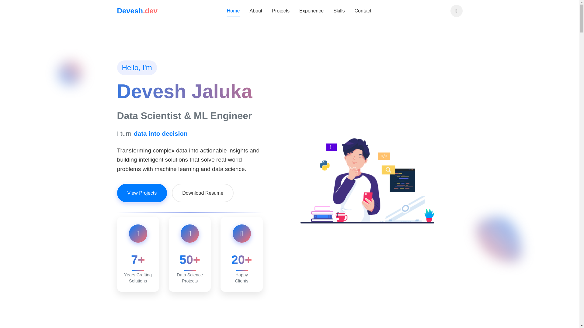 website screenshot of https://deveshjaluka.online/