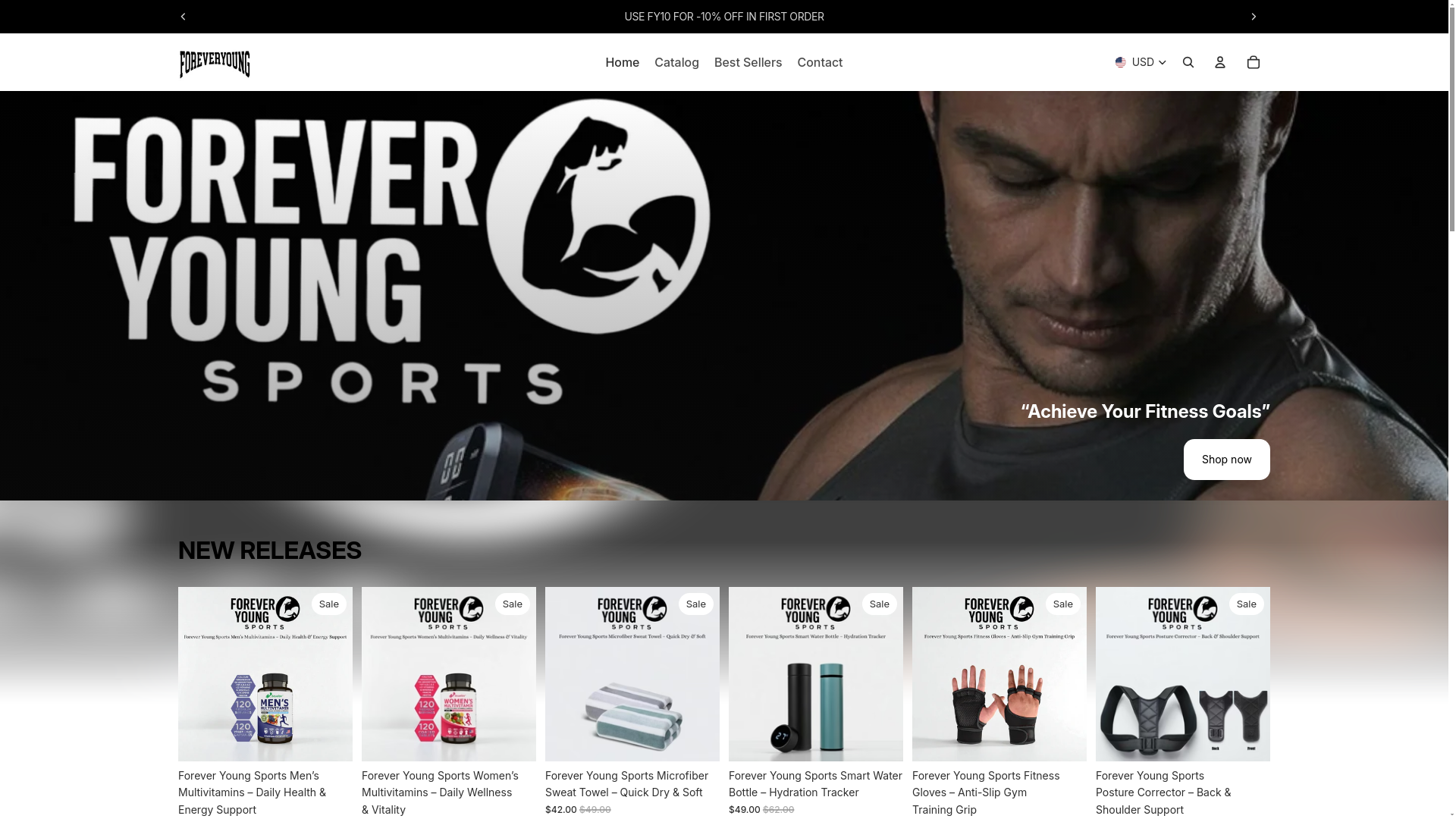 website screenshot of https://foreveryoungsports.shop/