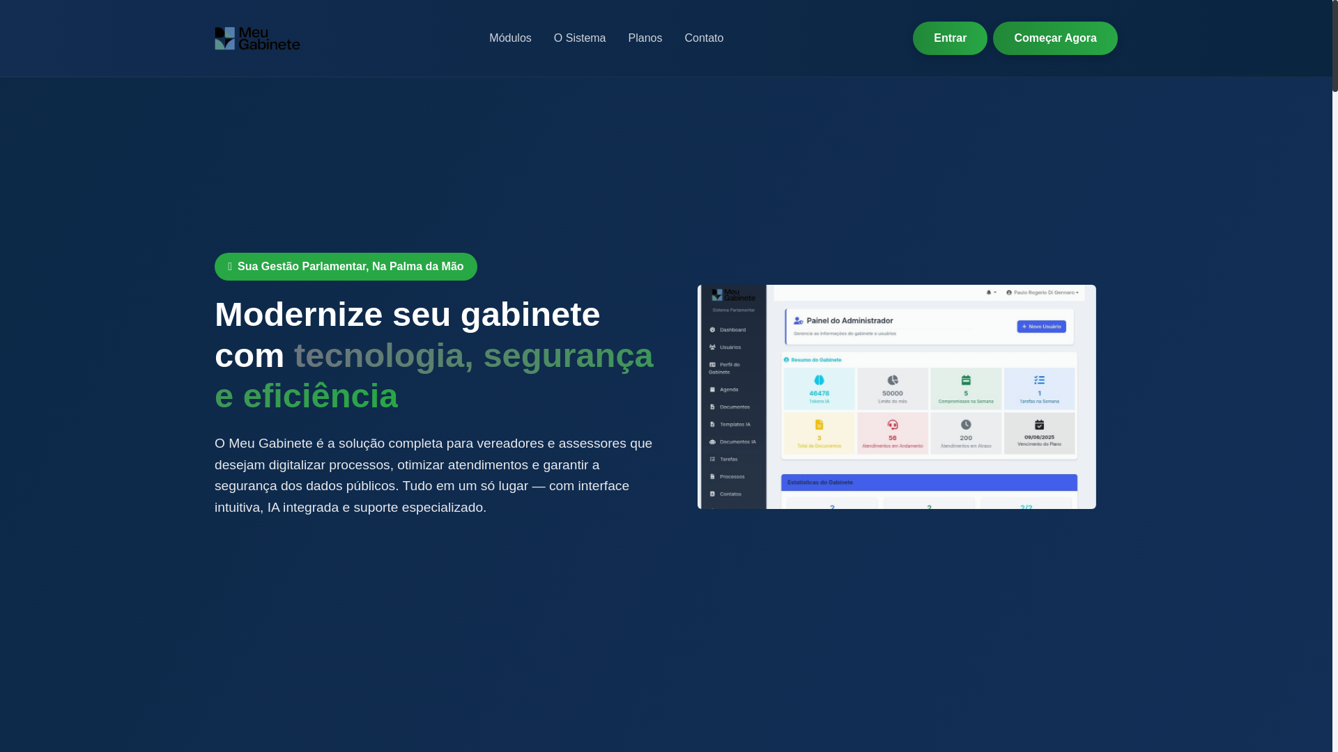 website screenshot of https://meugabinete.com.br/