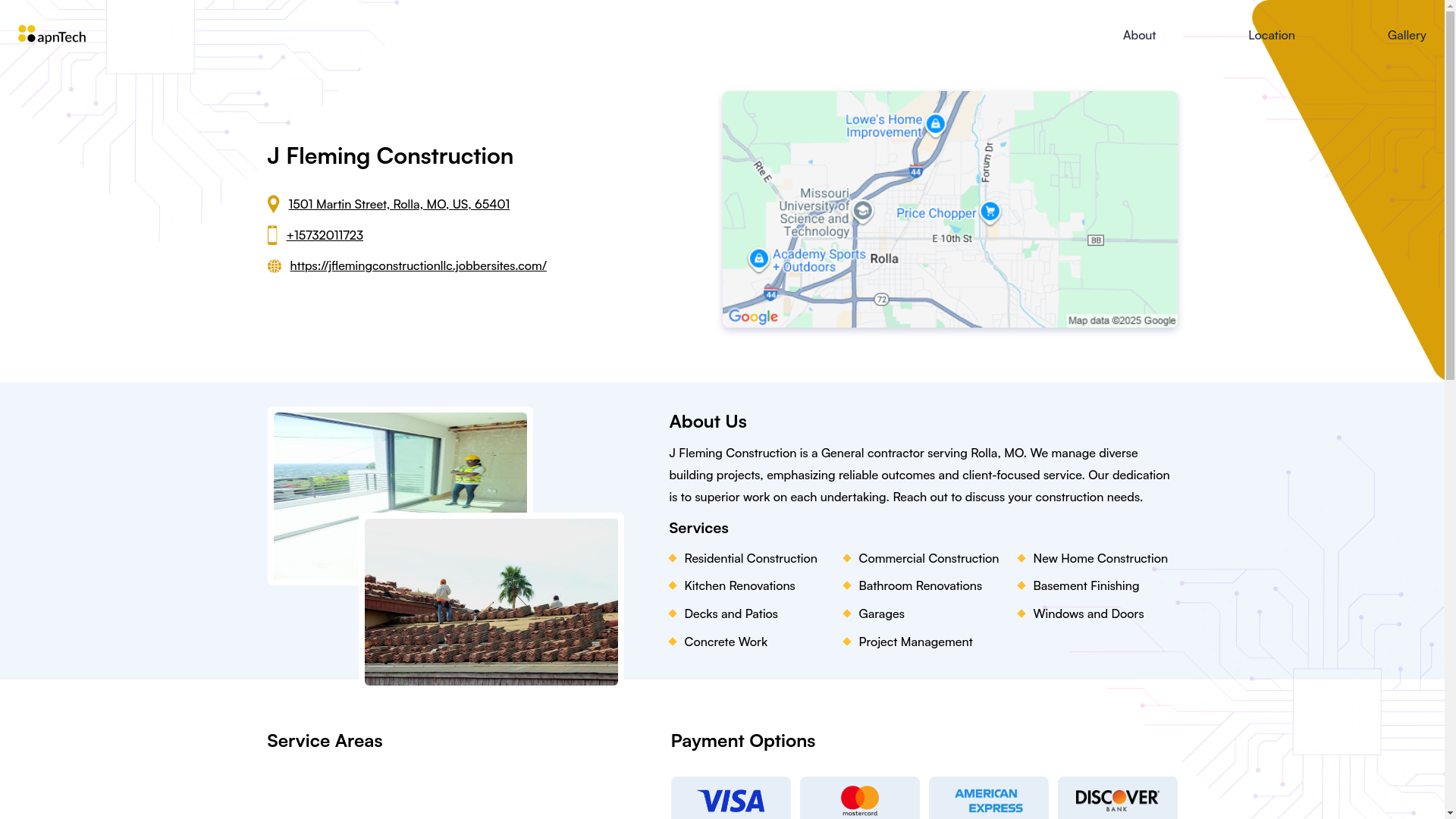 website screenshot of https://jflemingconstruction.online/