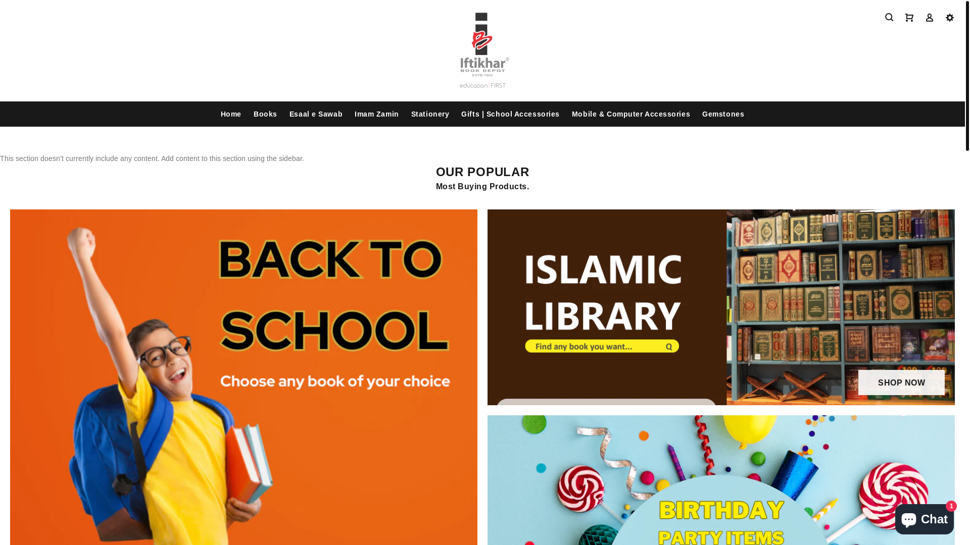 website screenshot of https://ifktikharbookdepot.com/