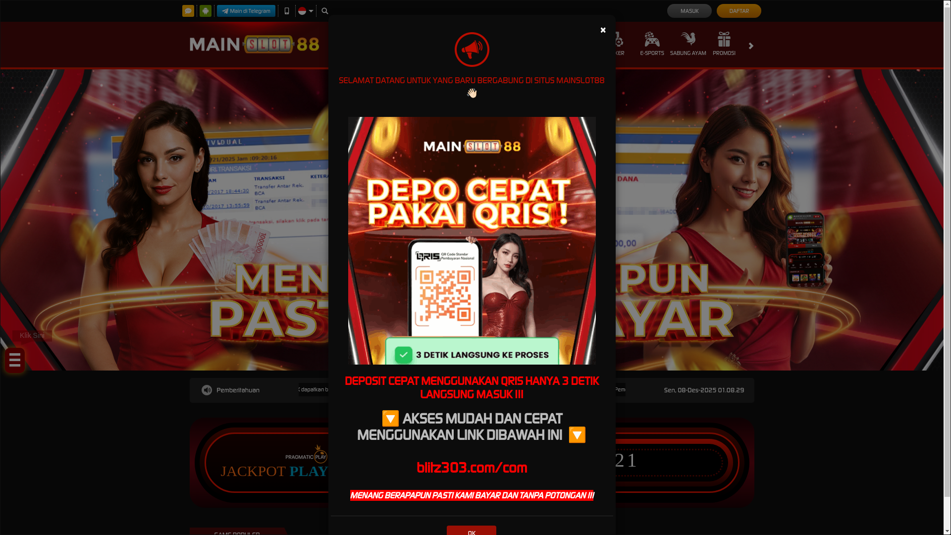 website screenshot of https://main88donger.com/