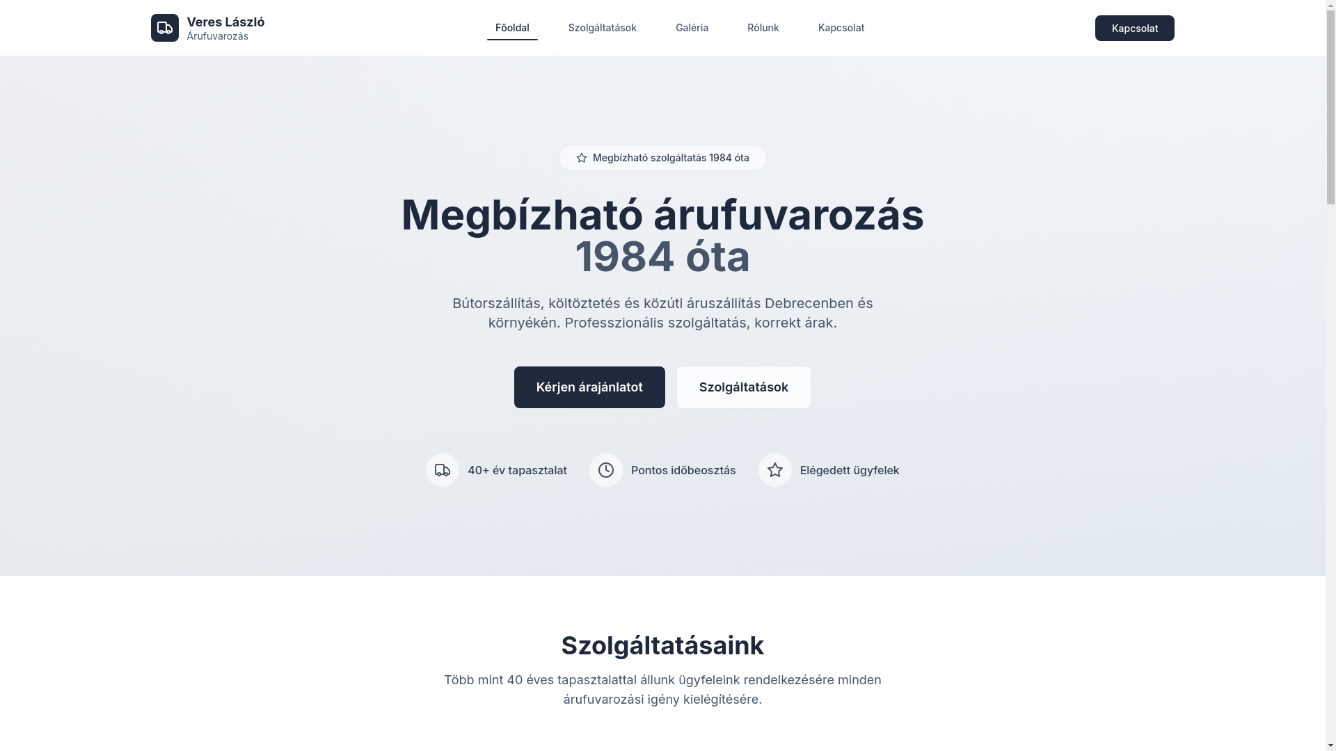 website screenshot of https://veszi-viszidebrecen.hu/