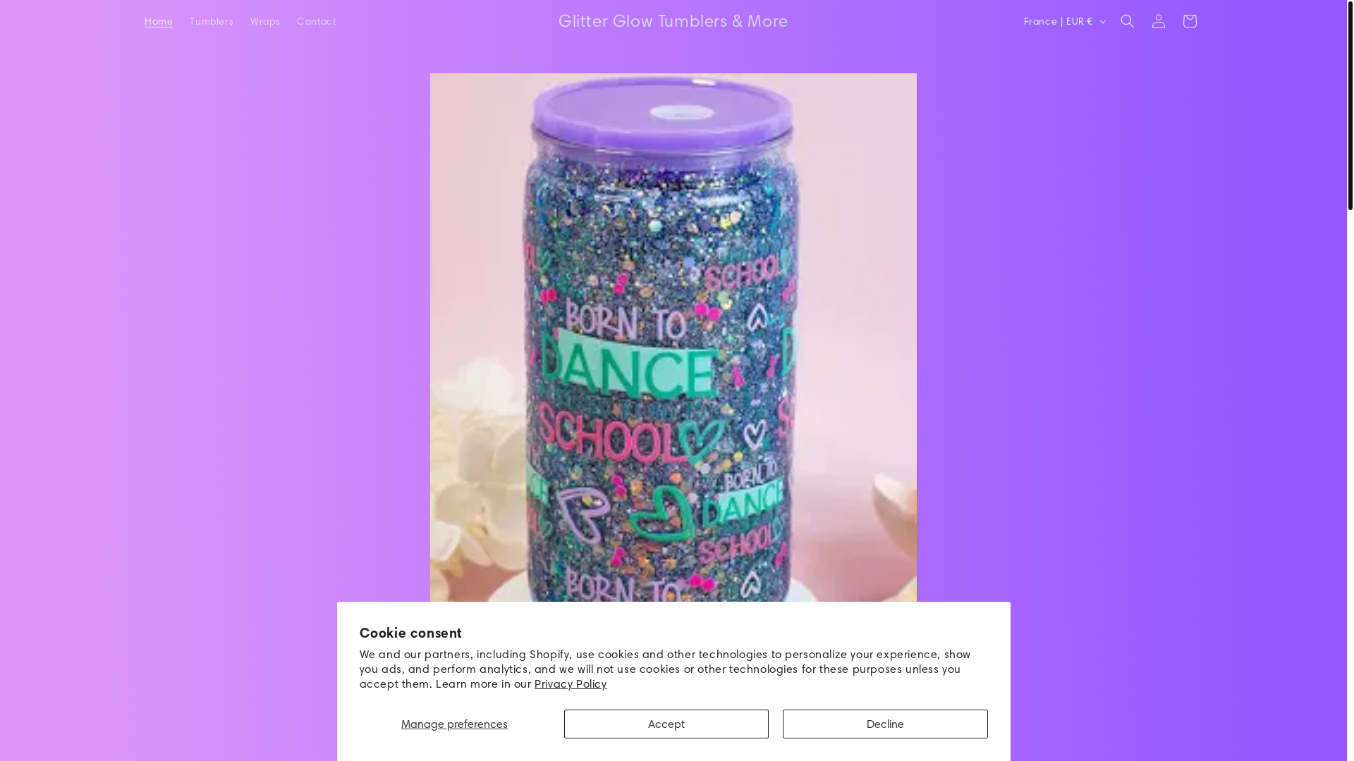 website screenshot of https://glitterglowtumblersmore.com/