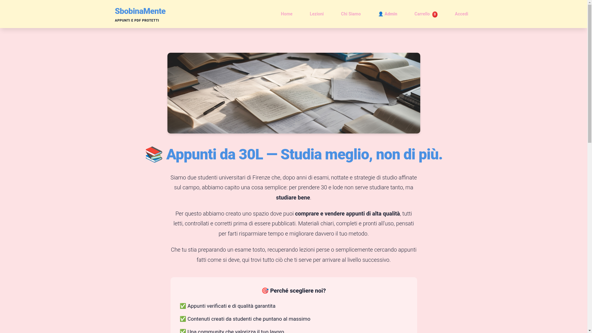 website screenshot of https://sbobinamente.it/
