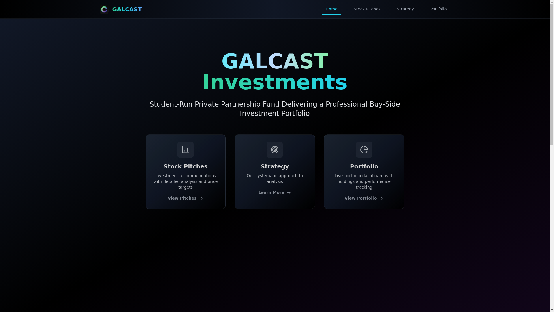 website screenshot of https://galcastinvestments.com/