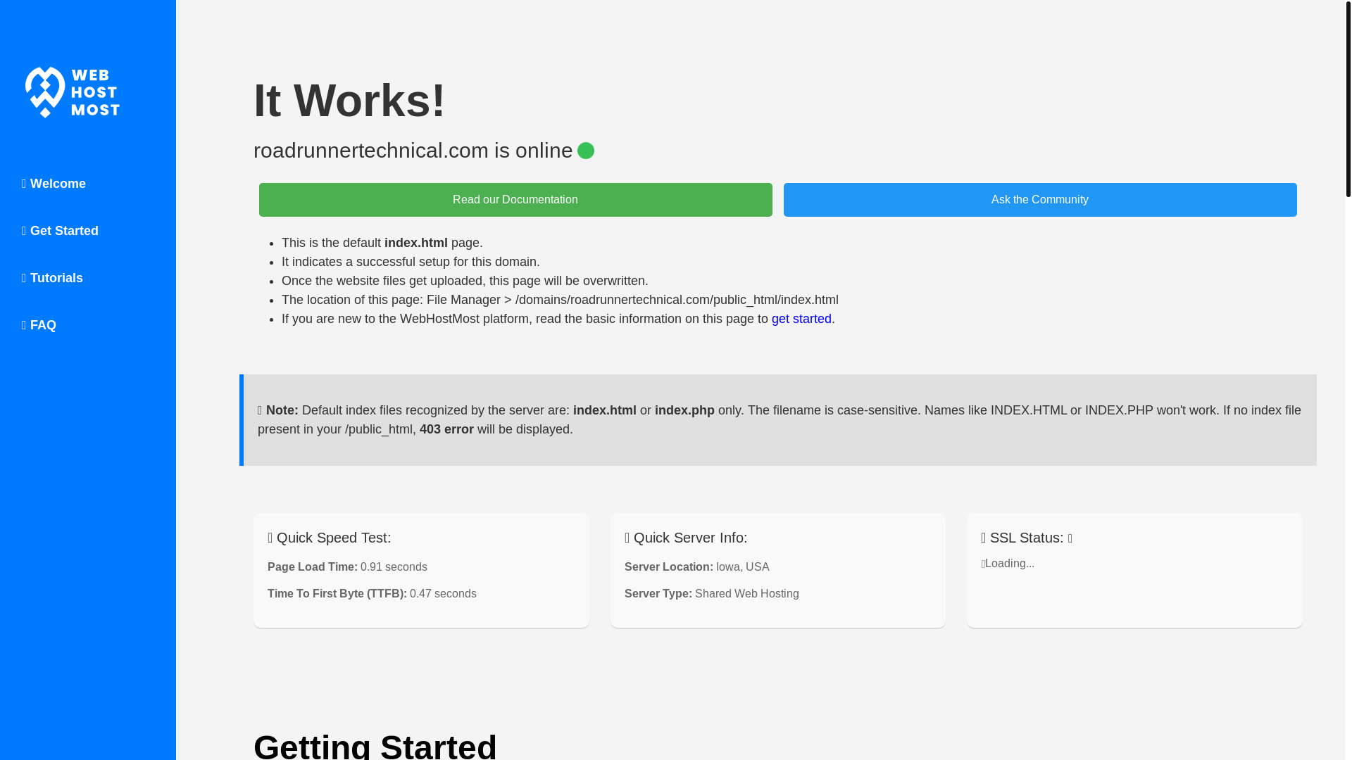 website screenshot of https://roadrunnertechnical.com/