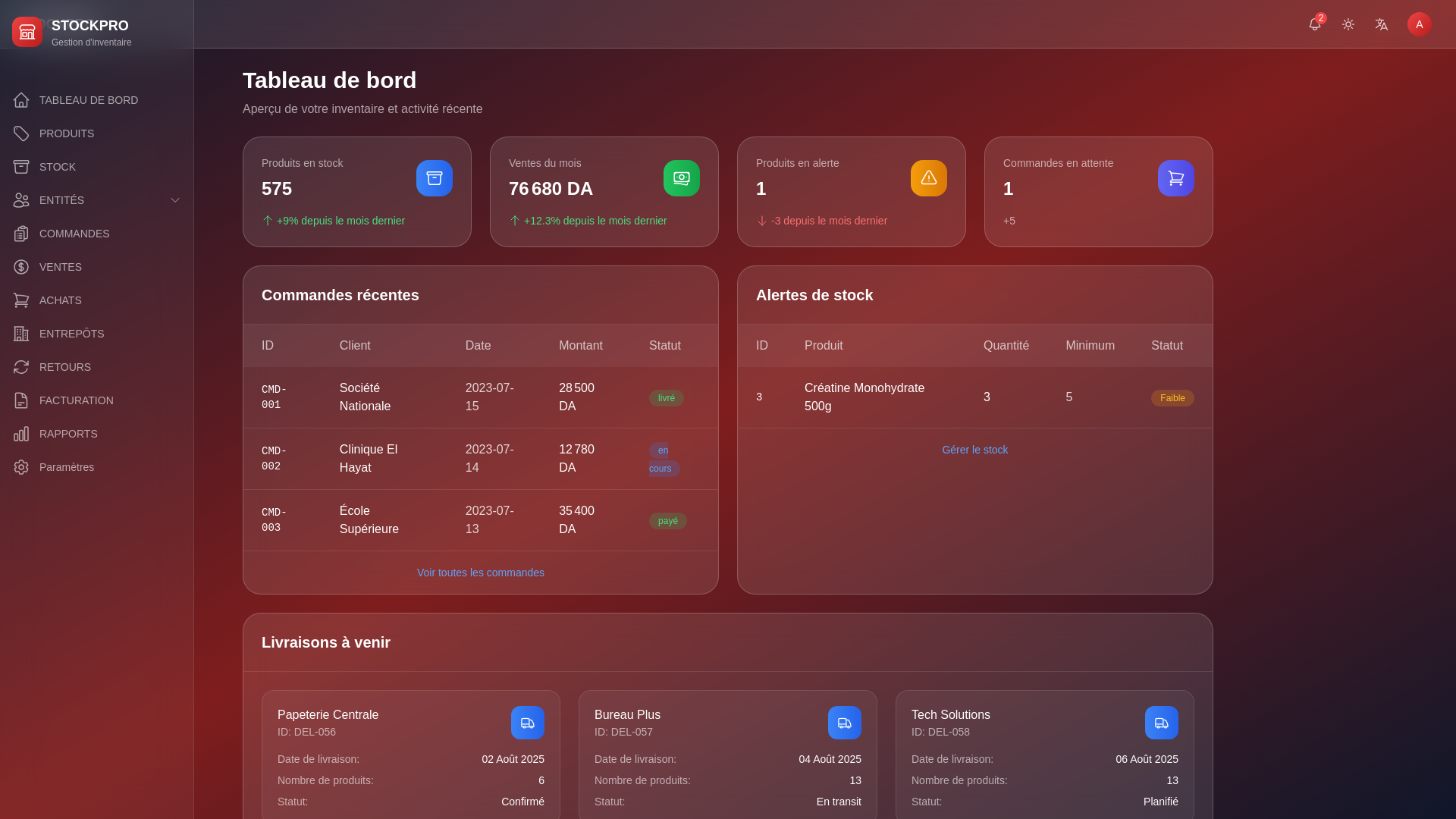 website screenshot of https://systeme-inventaire.pages.dev/