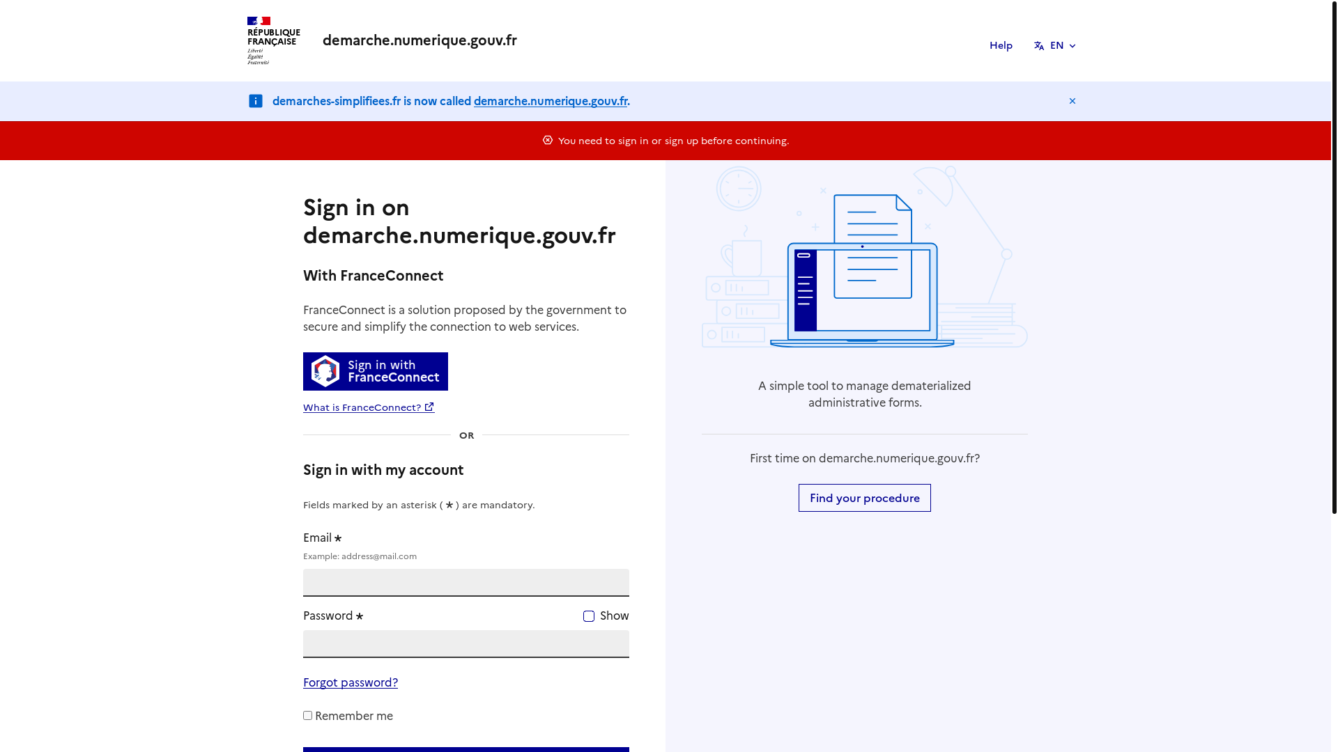 website screenshot of https://demarche.numerique.gouv.fr/dossiers/24318059/messagerie