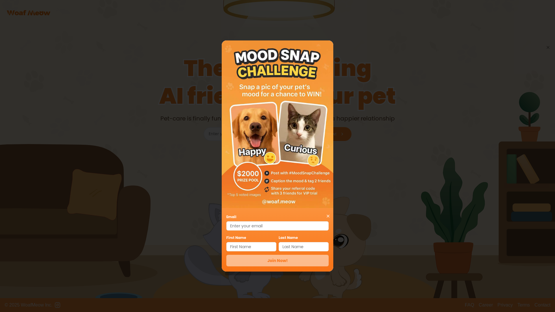 website screenshot of https://woafmeow-landing.pages.dev/