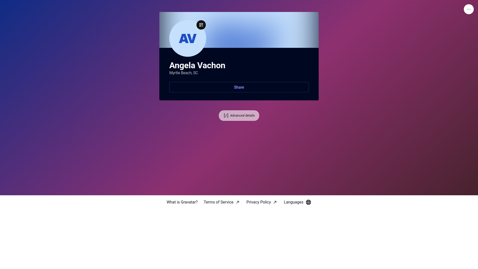 website screenshot of https://angelavachon.link/